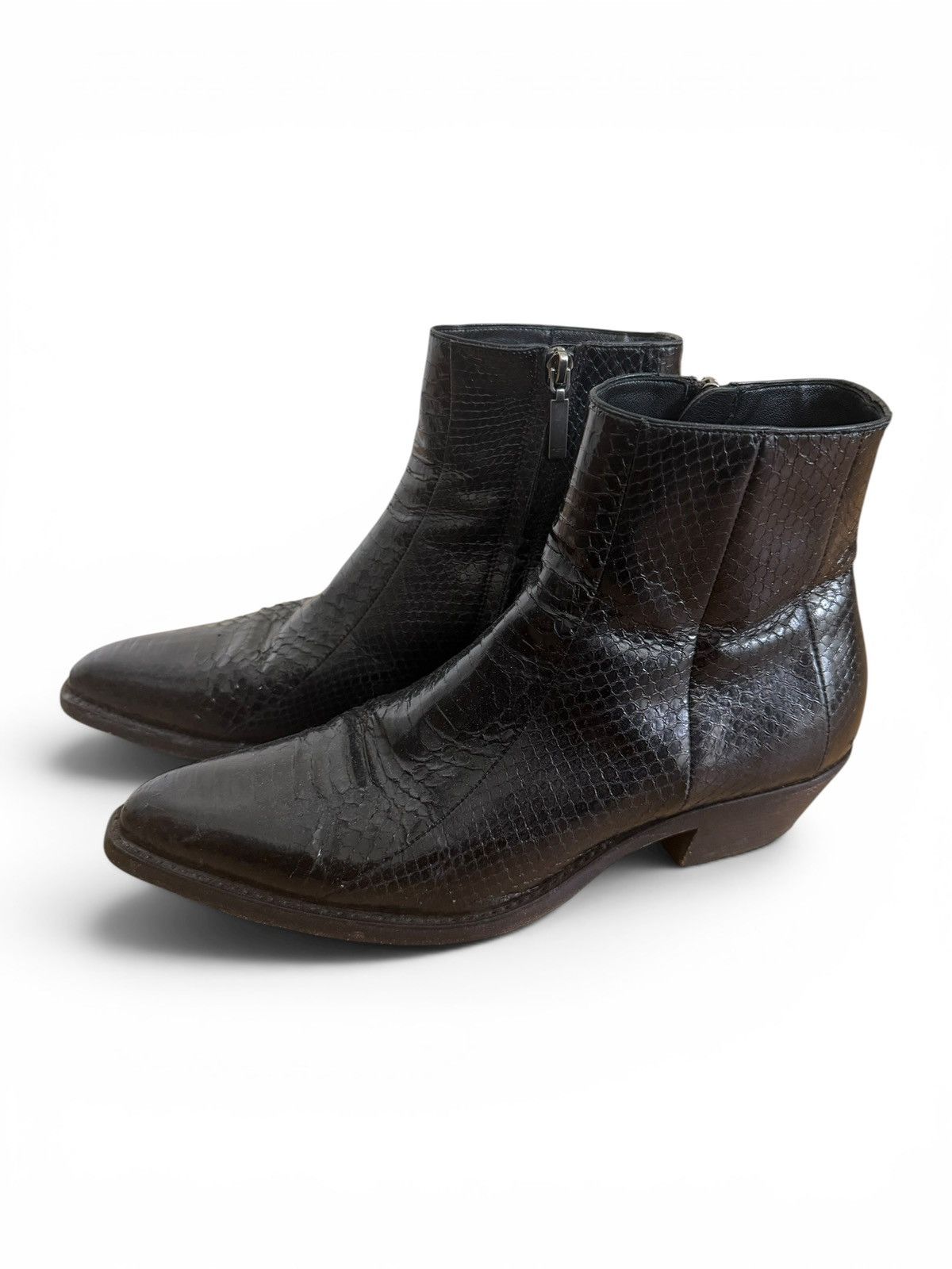 Saint Laurent Paris Saint Laurent Lukas Genuine Python Skin Ankle Boots Size US 11 / EU 44 - 1 Thumbnail