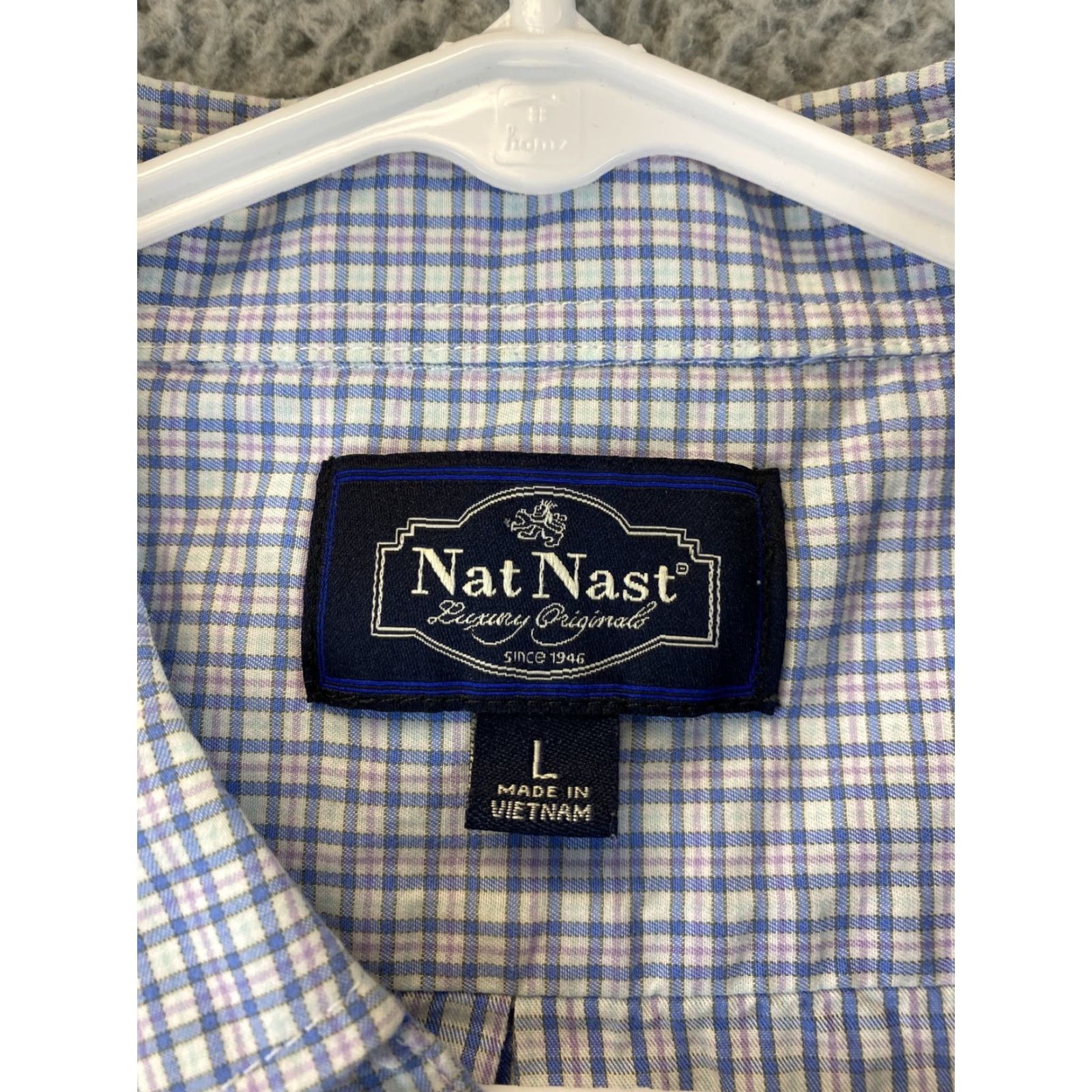 Nat Nast NAT NAST Classic Check Long Sleeve Button-Up Shirt Mens Large Blue White Size US L / EU 52-54 / 3 - 4 Thumbnail