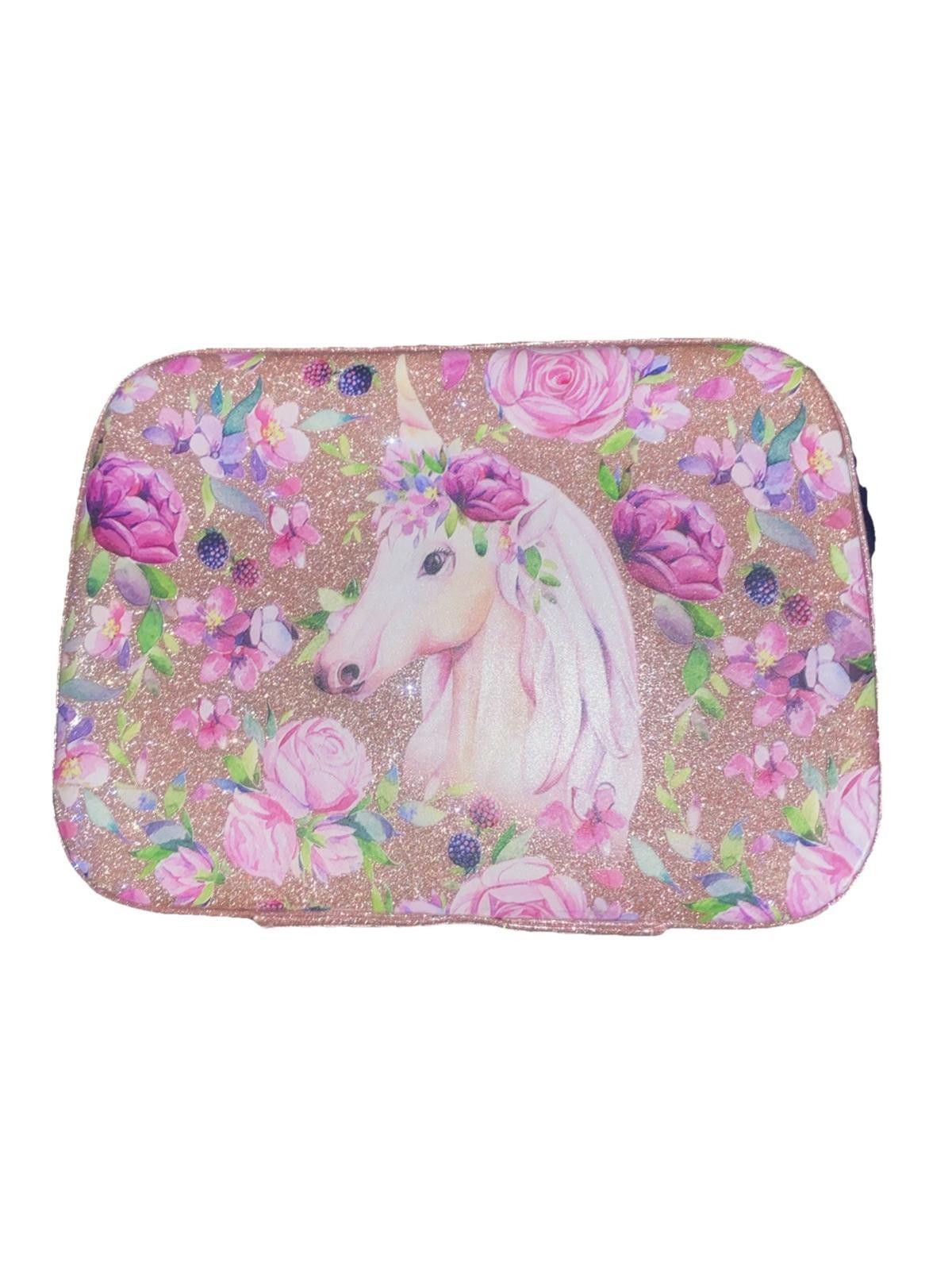 The Unbranded Brand Girls Glitter Unicorn Floral Carrying Case Size ONE SIZE - 1 Thumbnail