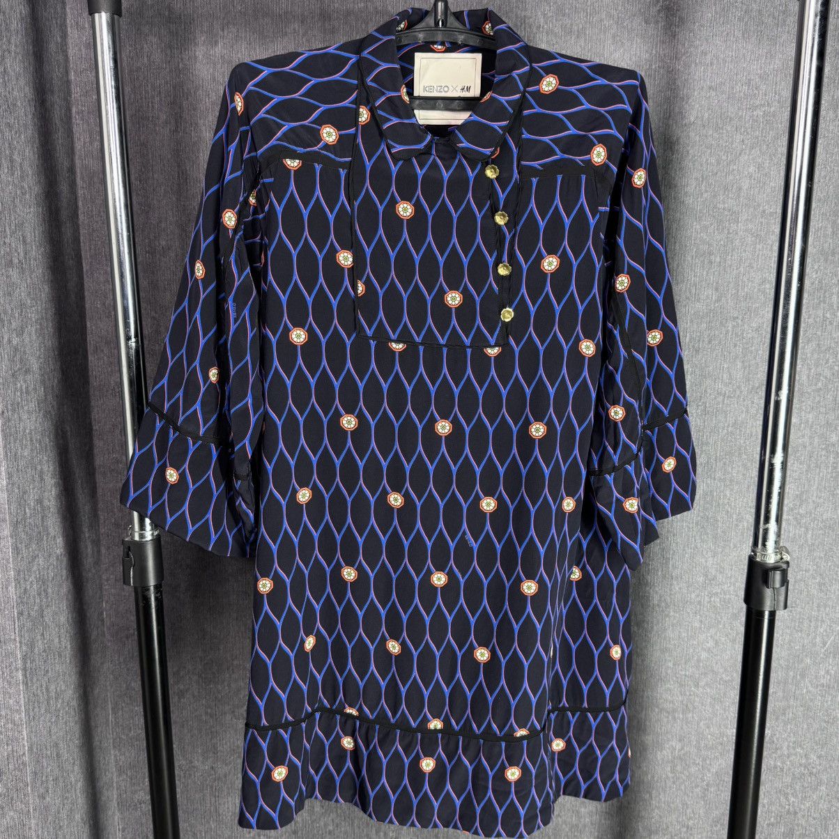 Kenzo Kenzo x H&M Pure Silk Dress Logo Print Size S Rare Collab Size S / US 4 / IT 40 - 2 Thumbnail