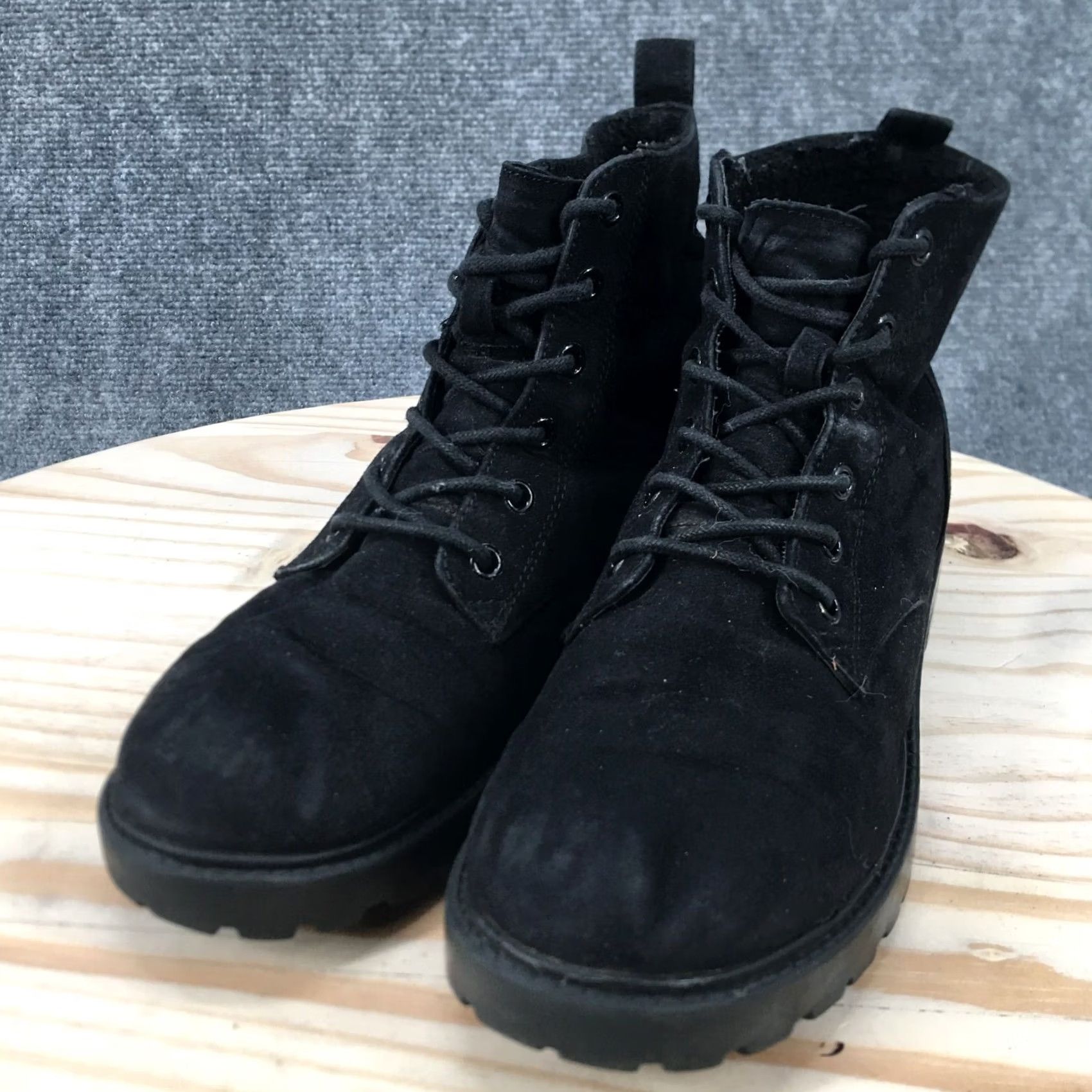 H&M Divided H&M Hiking Boots Womens 9.5 Black Suede Lace Up Ankle Bootie Shoes, Casual, Solid Black, 9.5 US, Divided by H&M, Boot, M, Women's Shoes Size L / US 10 / IT 46 - 4 Thumbnail