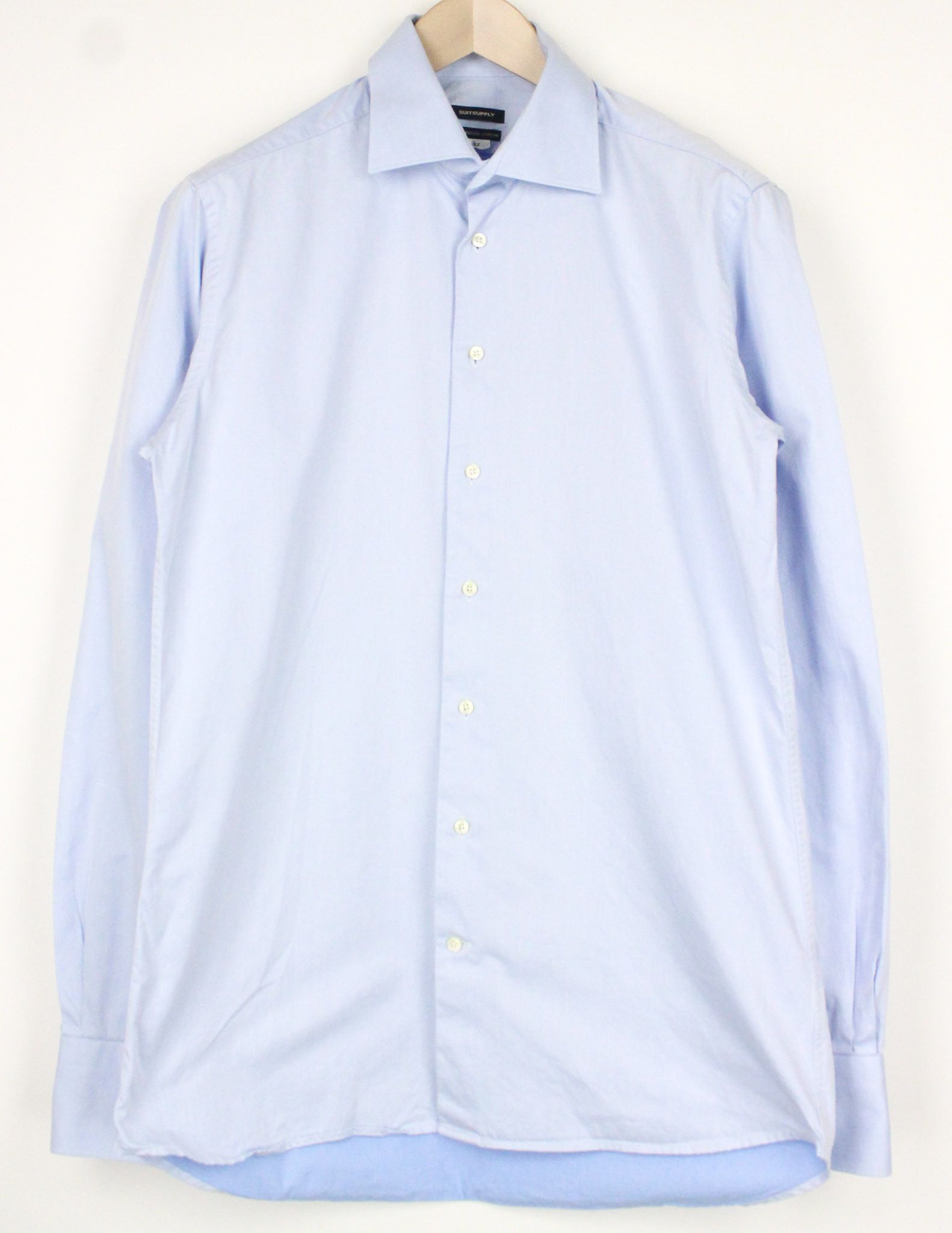 Suitsupply 40-7/15 3/4L Blue Cotton Button-Up Formal 72763 Size 40L - 1 Thumbnail