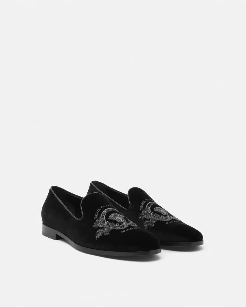 Versace o1s22i1n0125 Velvet Loafers in Black Size US 12 / EU 45 - 2 Thumbnail