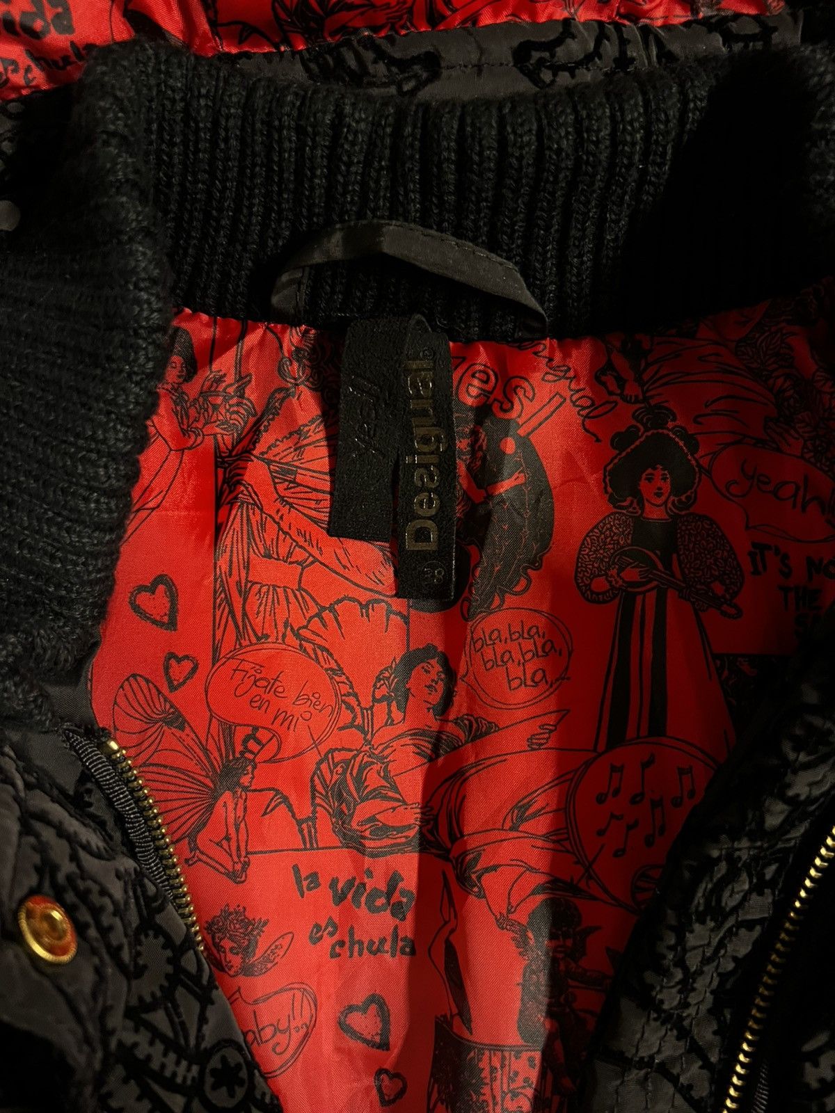 Designer × Desigual DESIGUAL Yes Padded Puffer Jacket Black Hooded Size S / US 4 / IT 40 - 2 Thumbnail