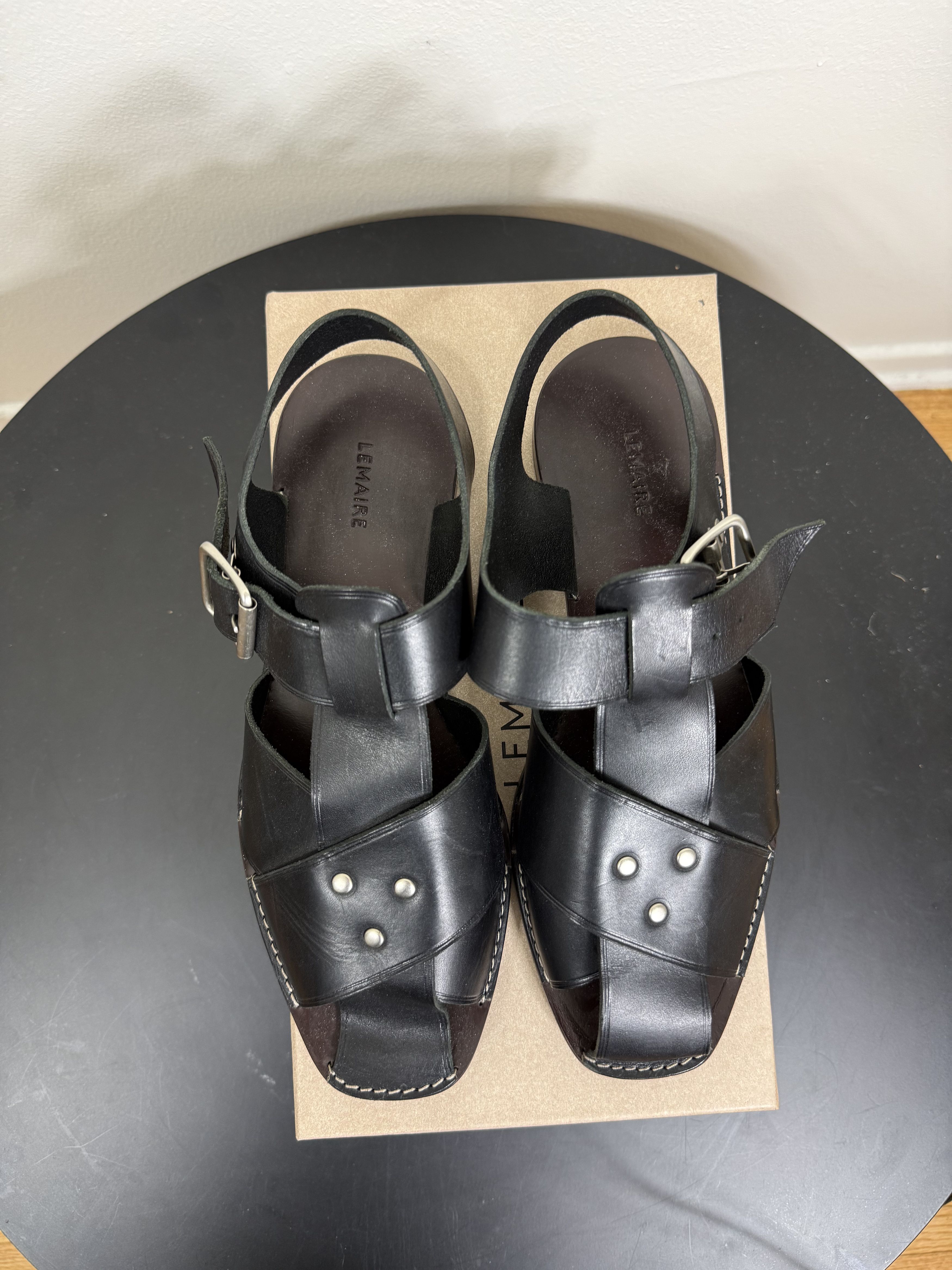 Lemaire Black Fisherman Strap Leather Sandals Size US 9 / EU 42 - 3 Thumbnail