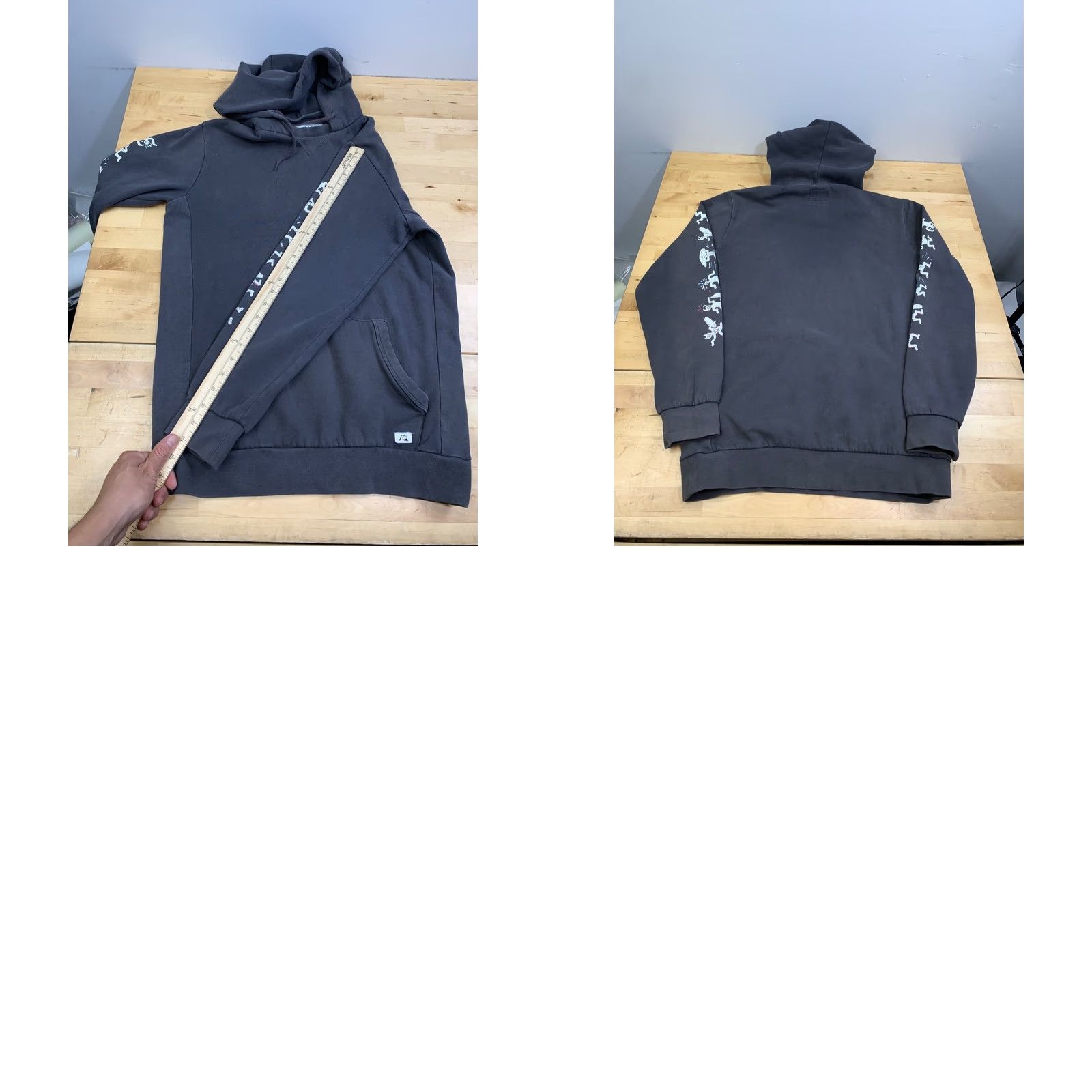 Quiksilver Quiksilver Hoodie Men Gray Beach Surf Skate Pullover Sleeve Hit Faded 13063 Size US S / EU 44-46 / 1 - 8 Thumbnail