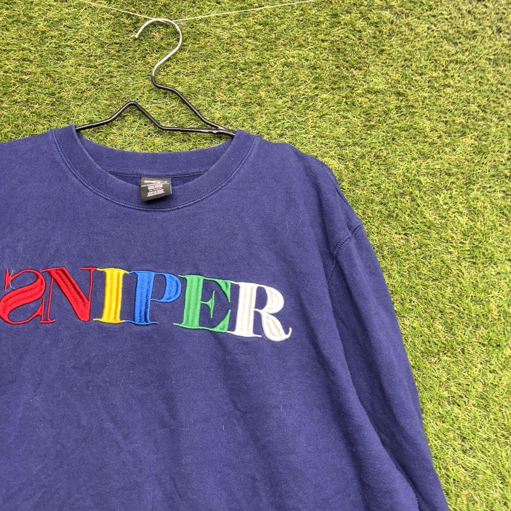 Vintage Sniper Gang Apparel Sweatshirt Mens 2XL Blue Pullover Crewneck Spellout y2k Size US XXL / EU 58 / 5 - 4 Thumbnail