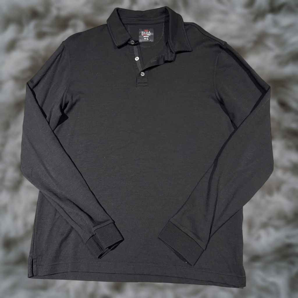 Vintage rewoolution Polo Shirt Men Large Black 100% Merino Wool Long Sleeve Rugby Moisture Wicking Size US L / EU 52-54 / 3 - 1 Thumbnail