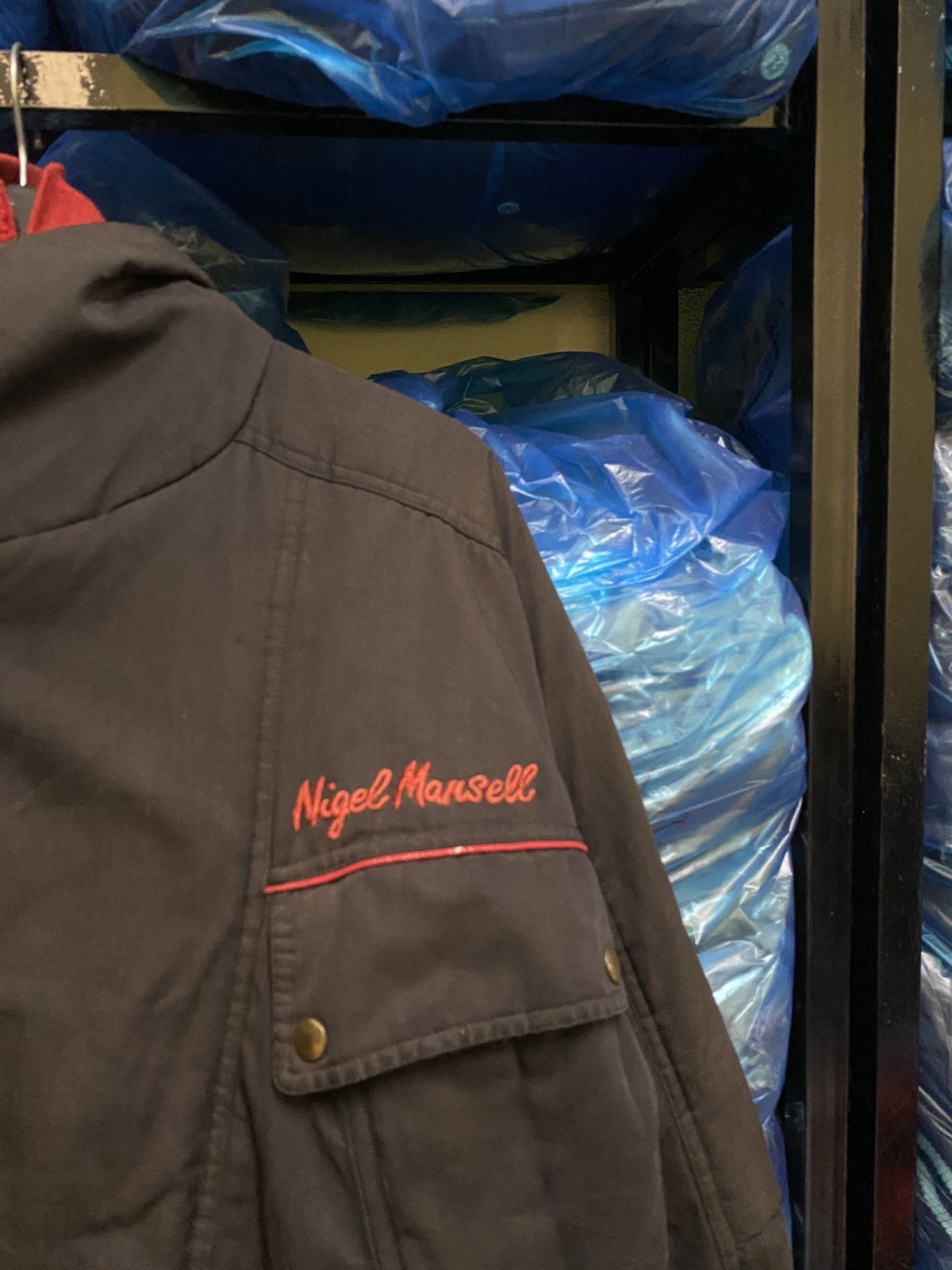 Formula 1 Nigel Mansell Racing Bomber Jacket 1990s Black F1 Motorsport Size US L / EU 52-54 / 3 - 9 Thumbnail