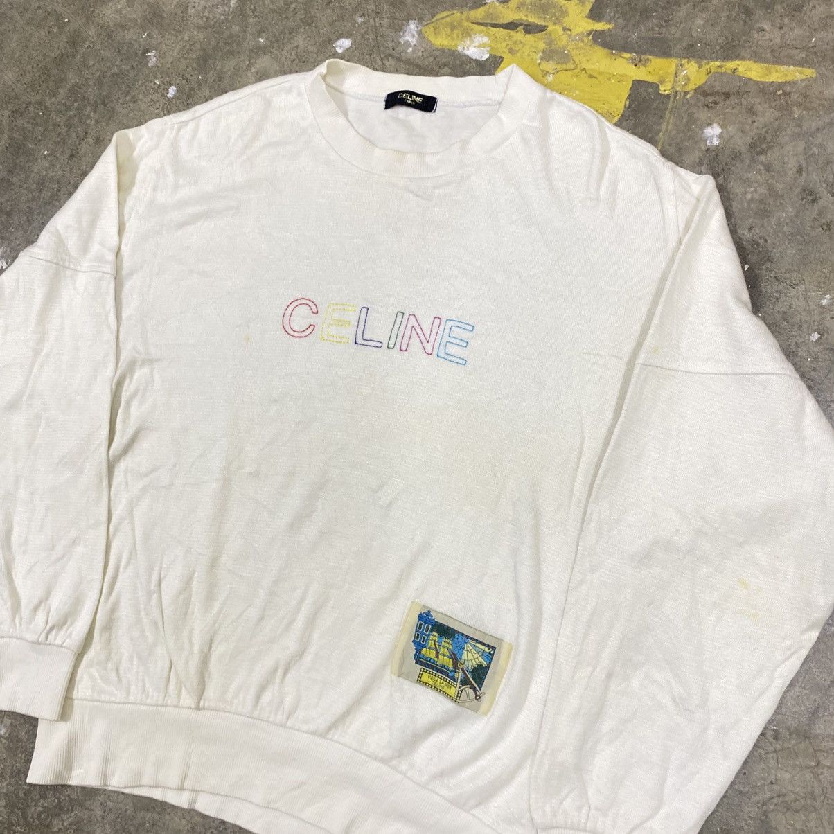 Celine Vintage Celine Logo Crewneck Sweatshirt Hoodie Shirt Size US XL / EU 56 / 4 - 1 Thumbnail