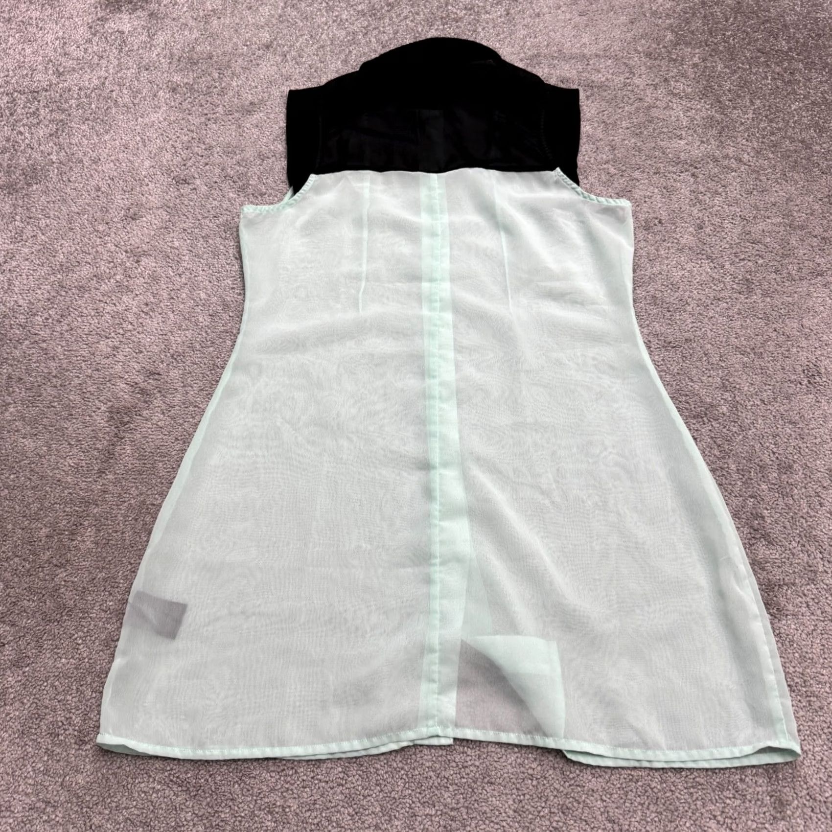 Vintage Kardashian Kollection Shirt Dress Womens Medium Sheer Mint Black Size M / US 6-8 / IT 42-44 - 2 Thumbnail
