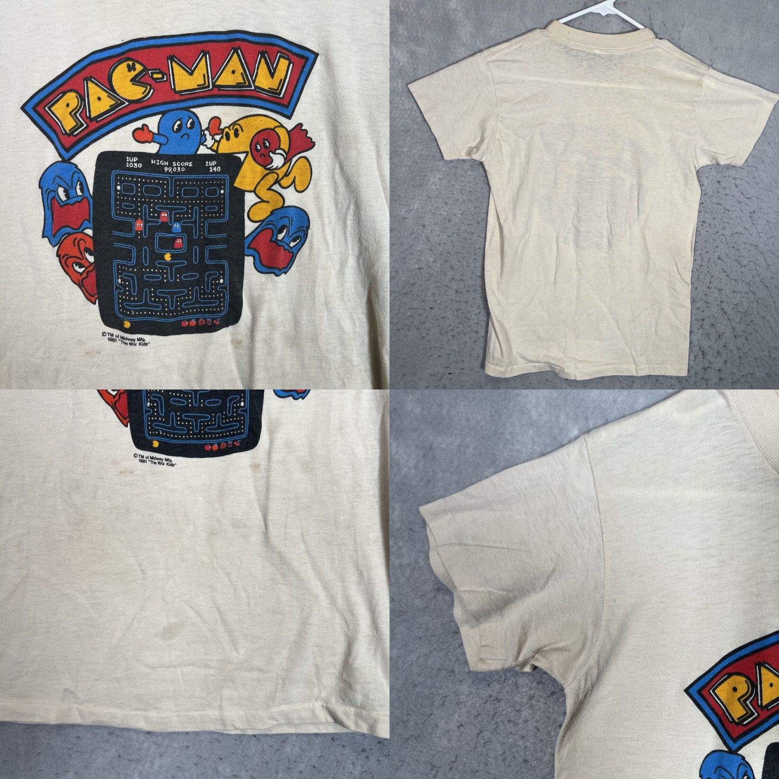 Vintage VINTAGE Pac-Man Video Arcade Game T-Shirt Adult Small Beige Mens 1981 Graphic Print Size US S / EU 44-46 / 1 - 8 Thumbnail