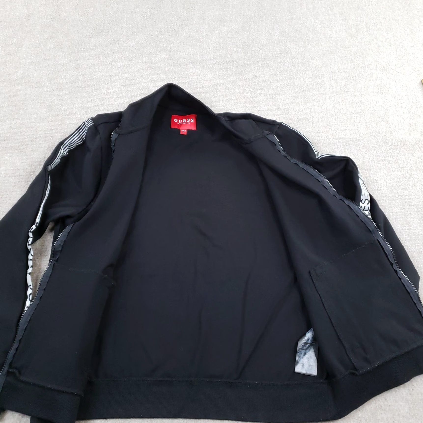 Guess VINTAGE GUESS Los Angeles Track Jacket Womens L Black Full Zip Reflective Logo, 90s Inspired, Activewear Womens Large Black Size L / US 10 / IT 46 - 7 Thumbnail