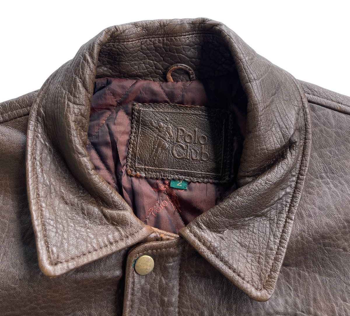 Vintage Vintage Polo Club Leather Bomber Jacket Size US L / EU 52-54 / 3 - 9 Thumbnail