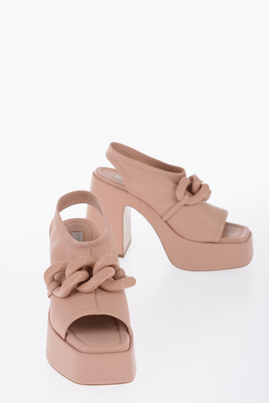 Stella McCartney og1mm0824 Leather Open Toe Mules With Chain in Peach Size US 10 / IT 40 - 2 Thumbnail