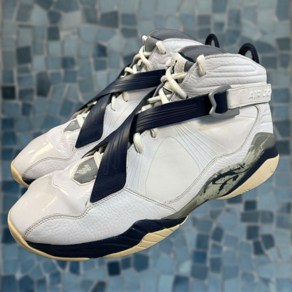 Jordan Brand Nike Air Jordan 8 Retro Men’s 13 Georgetown 2011 White Midnight Navy Basketball Sneaker Size US 13 / EU 46 - 1 Thumbnail