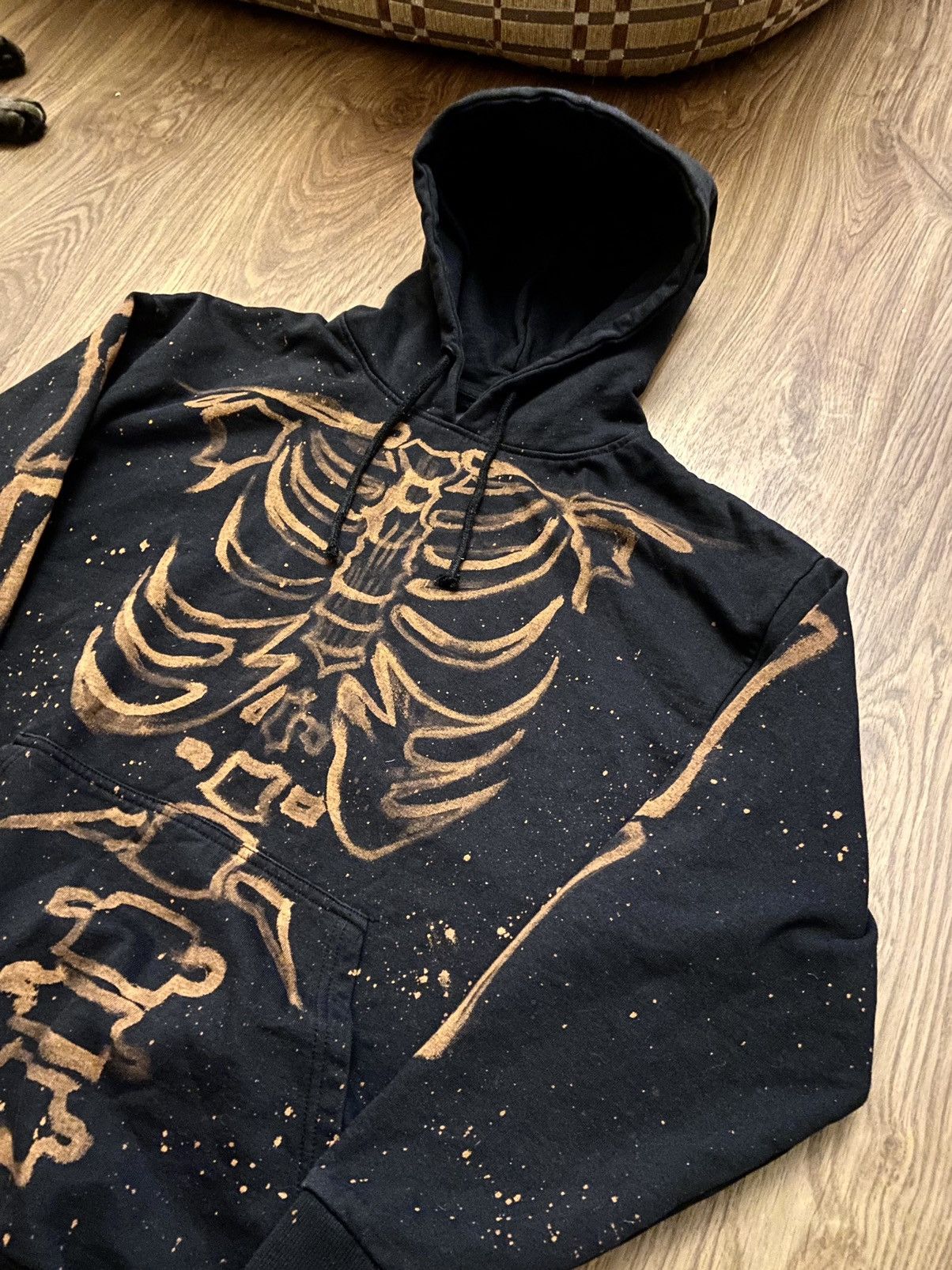 AVANT-GARDE 🔥 VINTAGE BLANK BLACK SKELETON Y2K HOODIE