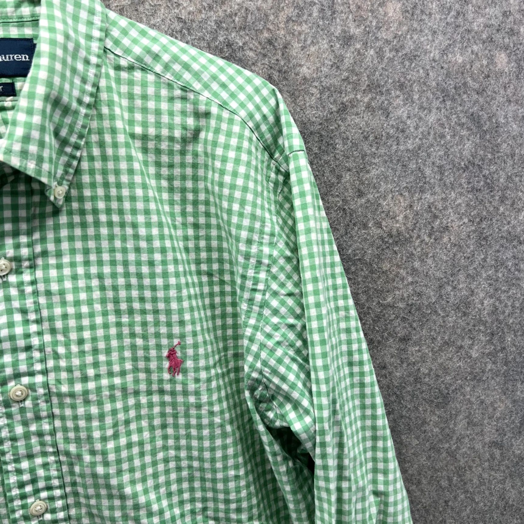 Ralph Lauren VINTAGE Ralph Lauren Shirt Men Large Adult Green White Gingham Casual Button Down Pony Shirt Size US L / EU 52-54 / 3 - 4 Thumbnail