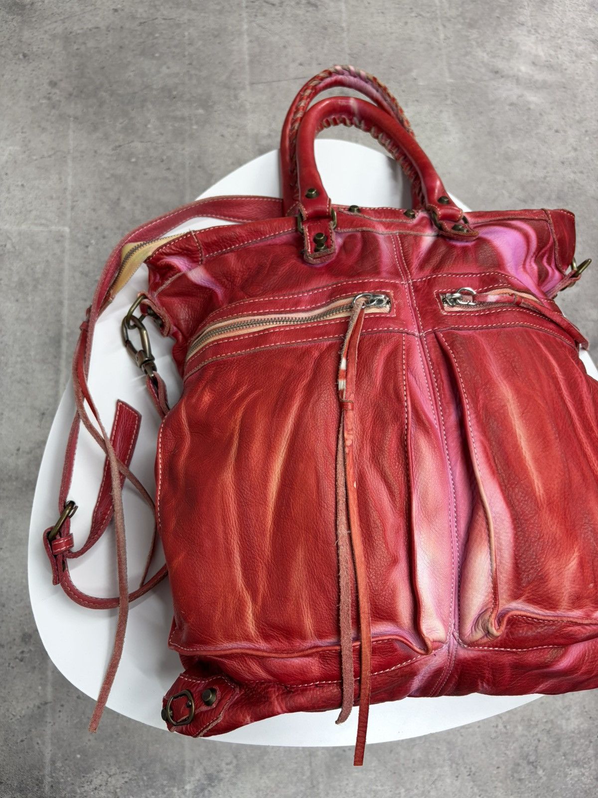 KMRii Balenciaga City Style Red Distressed Leather Bag Y2K Archive Size ONE SIZE - 13 Thumbnail