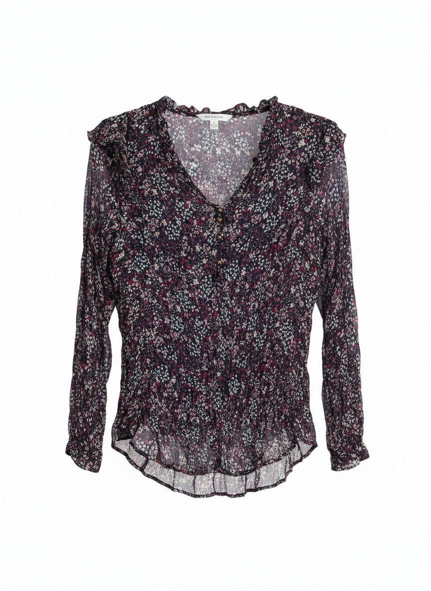 Other Witchery Size 4 Long Sleeve Sheer Blouse Dark Navy/Black Size XXS / US 00 / IT 34 - 1 Thumbnail