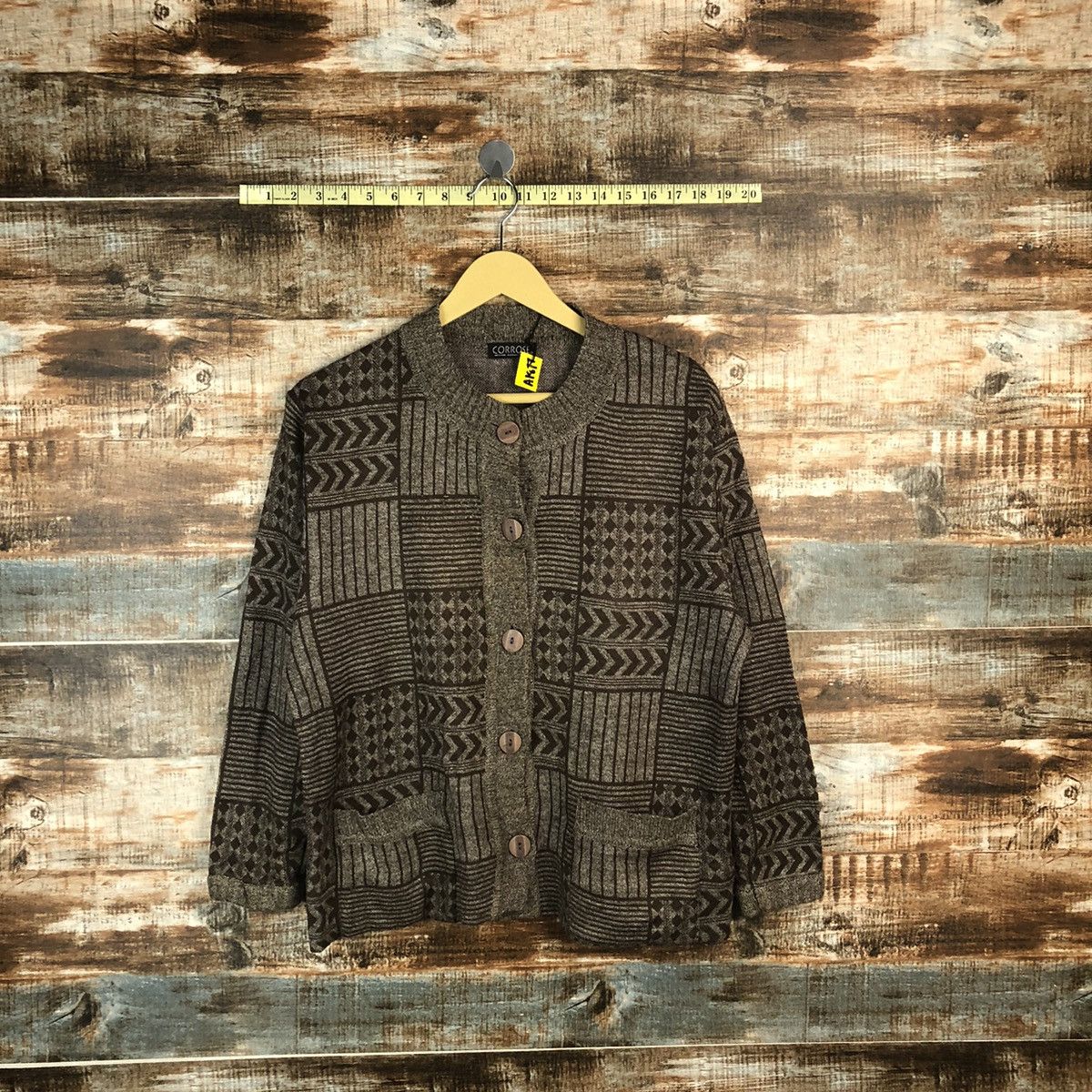 Homespun Knitwear × Japanese Brand Collosse Brown Patterned Cardigans Knitwear #A1877 Size M / US 6-8 / IT 42-44 - 1 Thumbnail