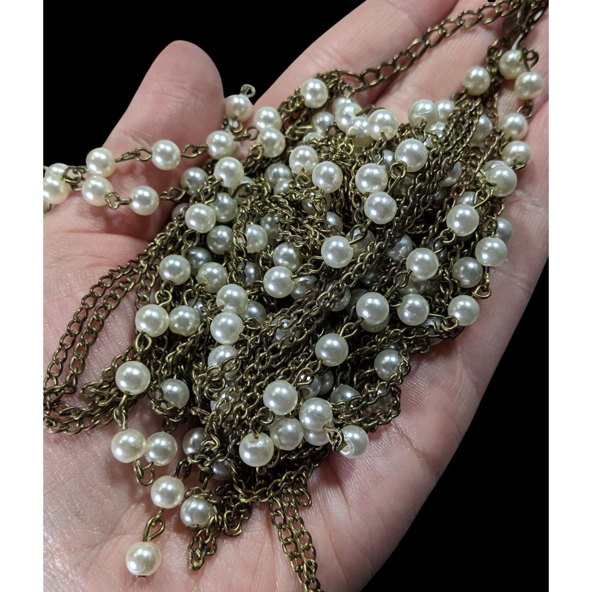 Other Retro 80s Style Glam Metal Gold-Tone Chain Necklace With Fau Size ONE SIZE - 3 Thumbnail