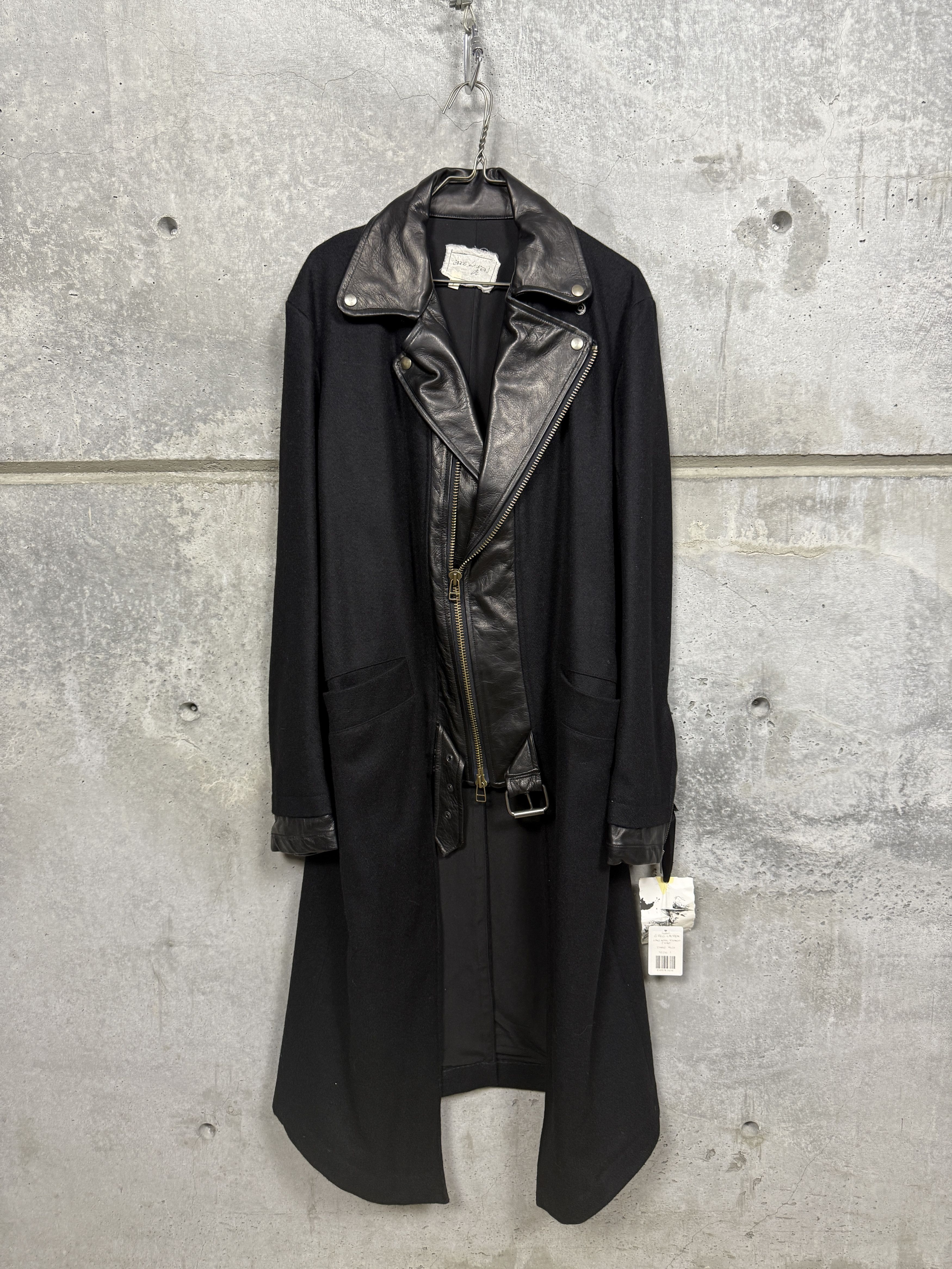 Greg Lauren $2850 Greg Lauren Long Leather / Wool Brando Front Coat Size US S / EU 44-46 / 1 - 1 Thumbnail
