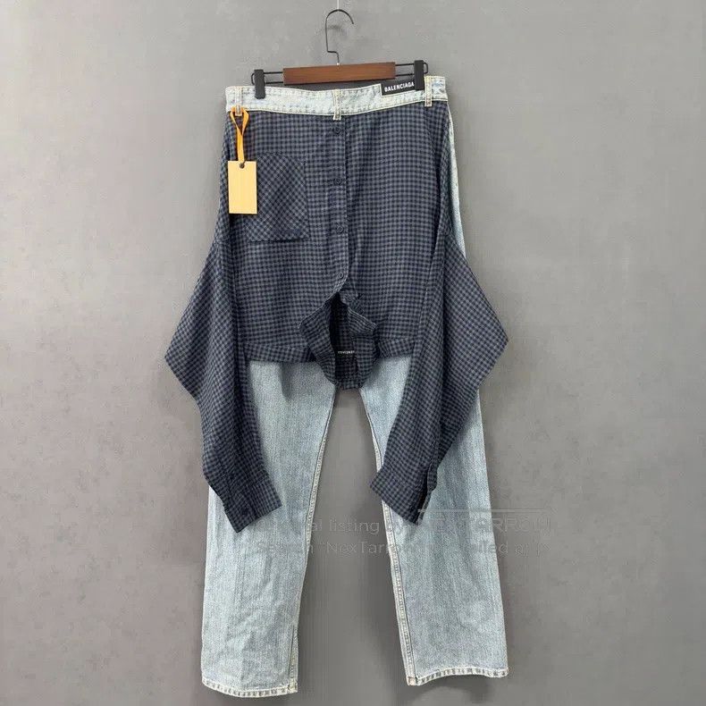 Balenciaga Balenciaga size S Fake Two-Piece Shirt and Wide-Leg Washed Size US 27 - 2 Thumbnail