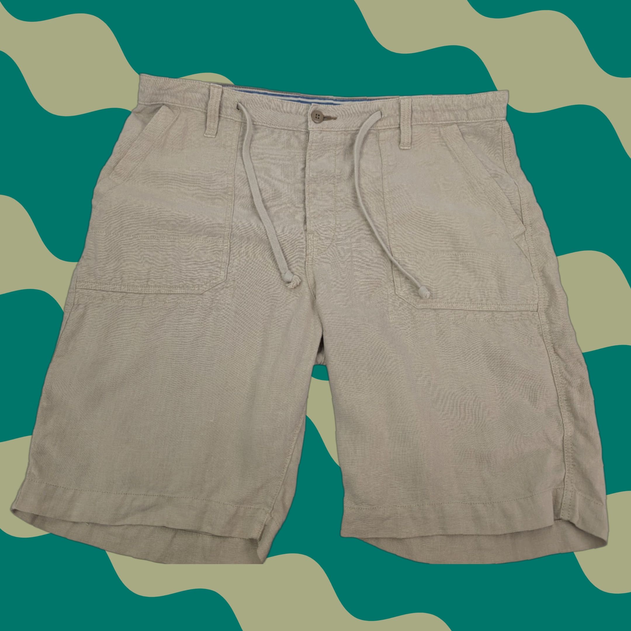Lucky Brand Lucky Brand Shorts Mens 38 Khaki Linen Chino Drawstring Lightweight Button Fly Casual Travel Size US 38 / EU 54 - 1 Thumbnail