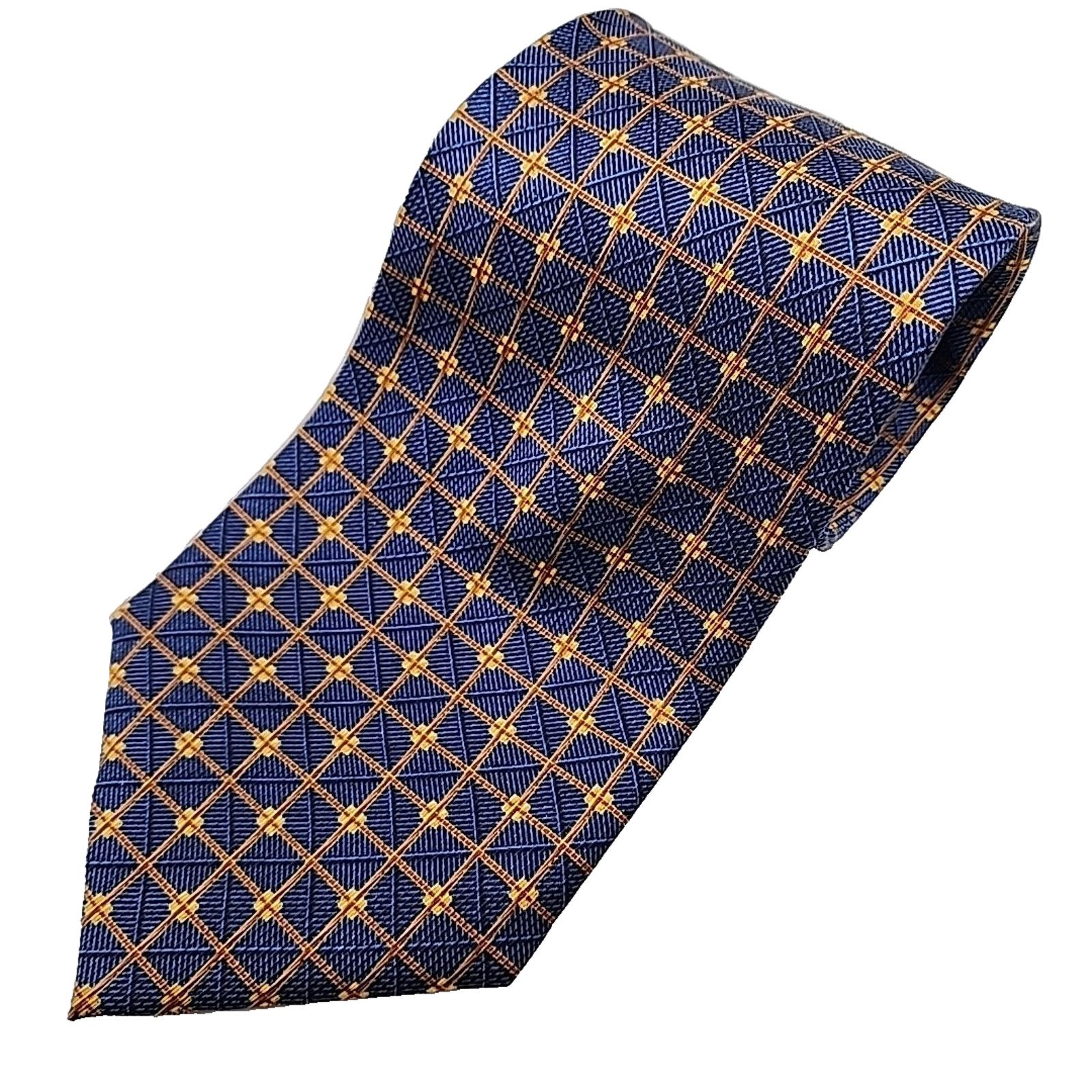 Nautica Nautica Blue & Gold Geometric Silk Necktie - Like New Size ONE SIZE - 1 Thumbnail