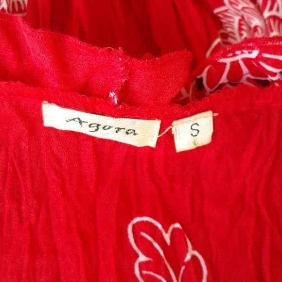 Agora Vtg 80's Red Crinkle Blouse Top Sz S Red Ruffled Butterfly B Size S / US 4 / IT 40 - 2 Thumbnail