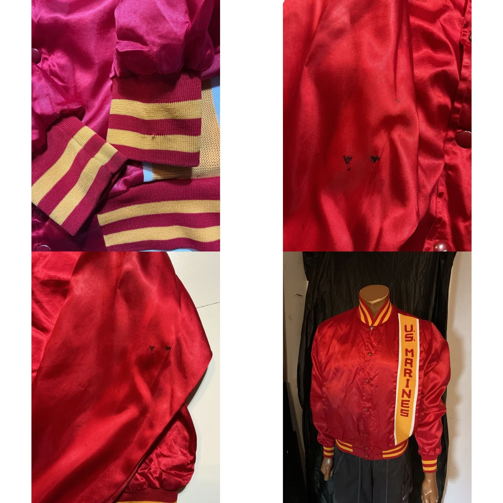 Vintage VINTAGE Swingster U.S. United States Marines Red Satin Bomber Jacket Sz. M Mens 1980s Satin Red Military Swingster Jacket Size US M / EU 48-50 / 2 - 8 Thumbnail