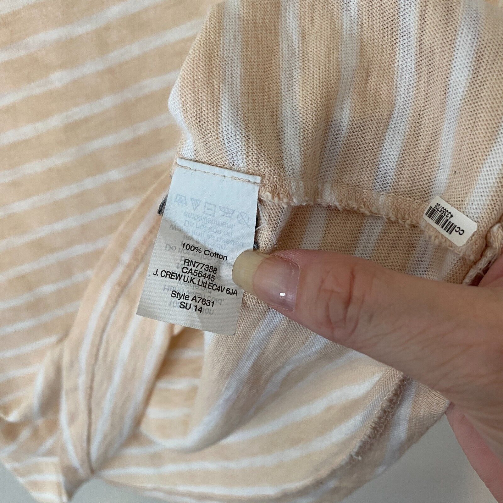 J.Crew J Crew Jeweled Stone Round Neck Peach Striped Painter Tee XS Size XS / US 0-2 / IT 36-38 - 8 Thumbnail