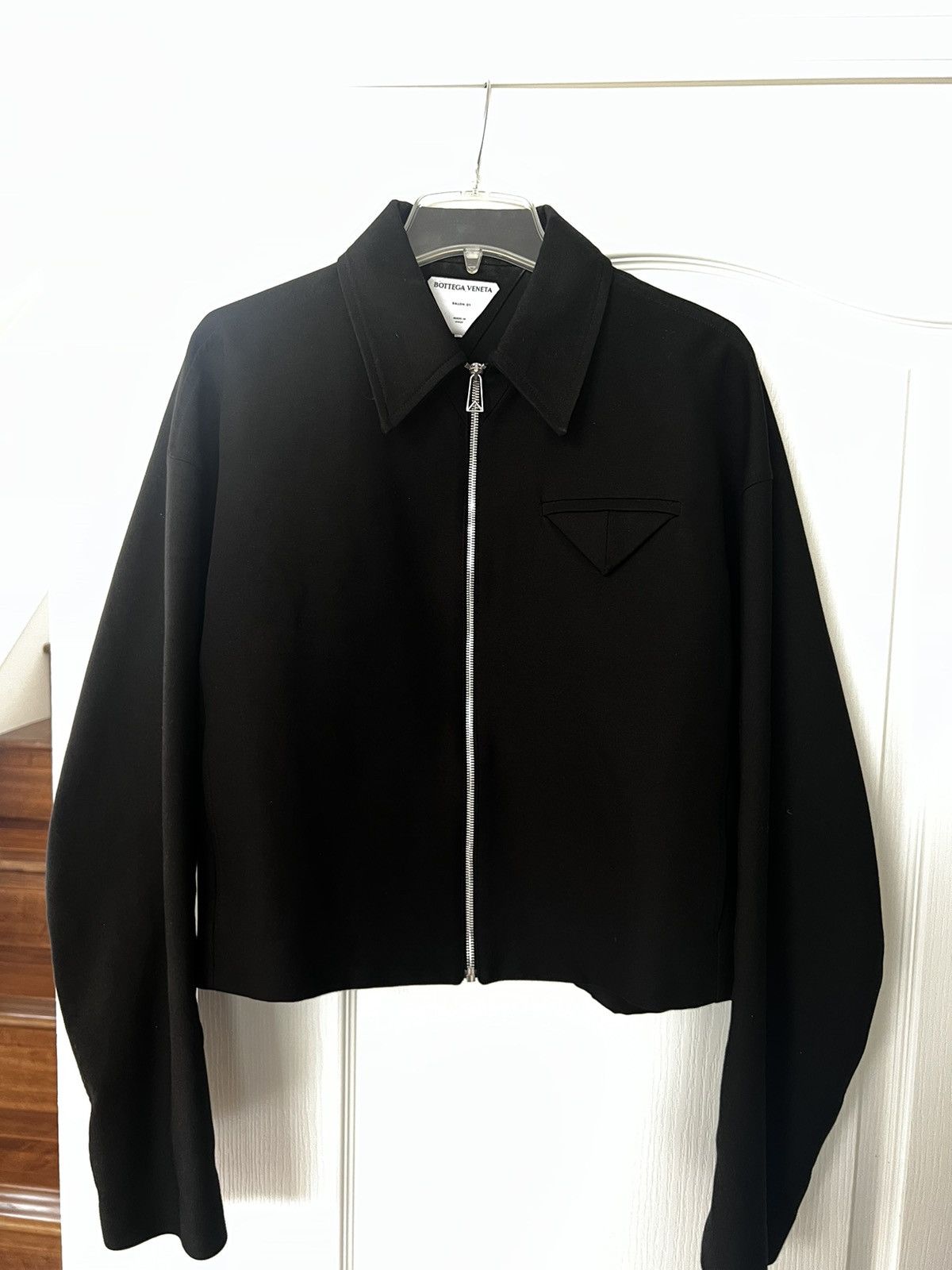 image of Bottega Veneta Daniel Lee Cropped Work Jacket in Black, Men's (Size Medium)