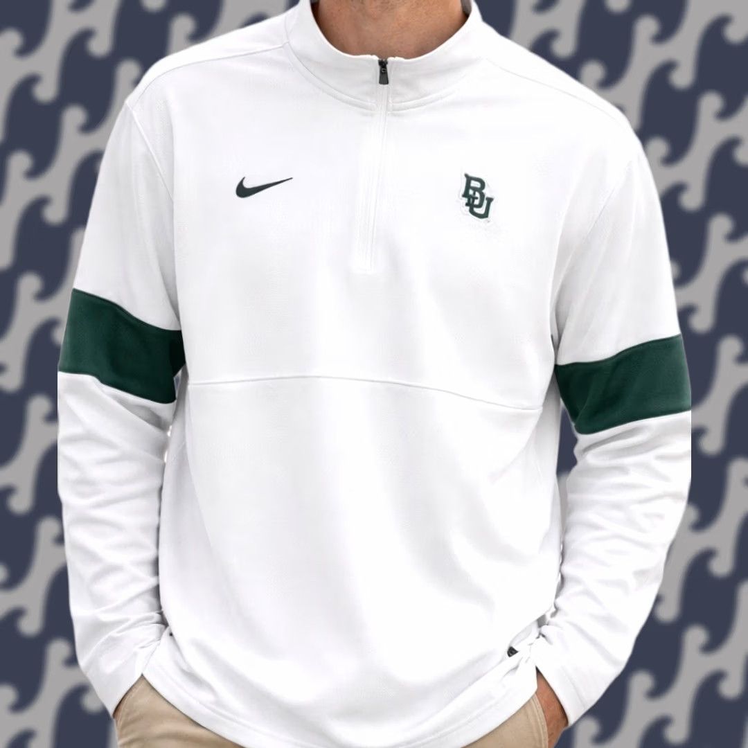 Nike Nike Baylor Bears Dri-FIT 1/4 Zip Pullover Mens XL White Green NCAA Performance Jacket Size US XL / EU 56 / 4 - 1 Thumbnail