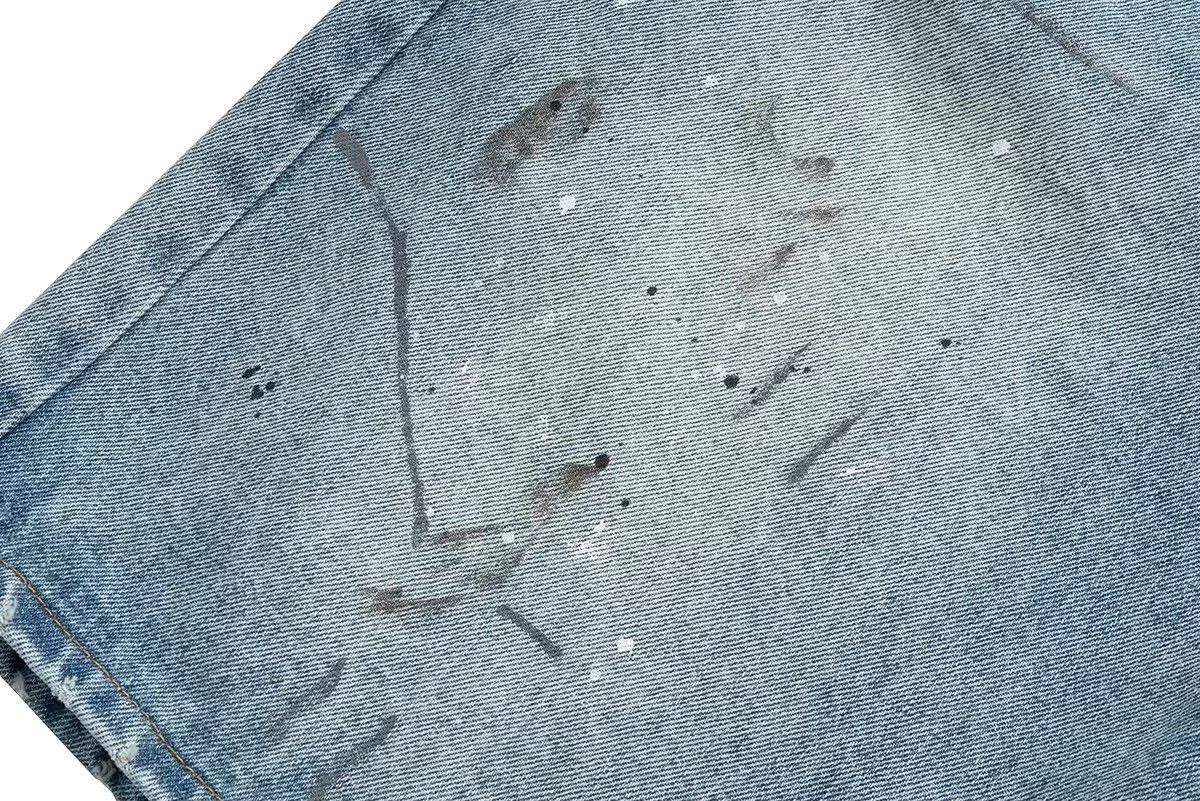 Japanese Brand × Vintage Ink Splashed Hand-painted Denim Shorts Size US 33 - 7 Thumbnail
