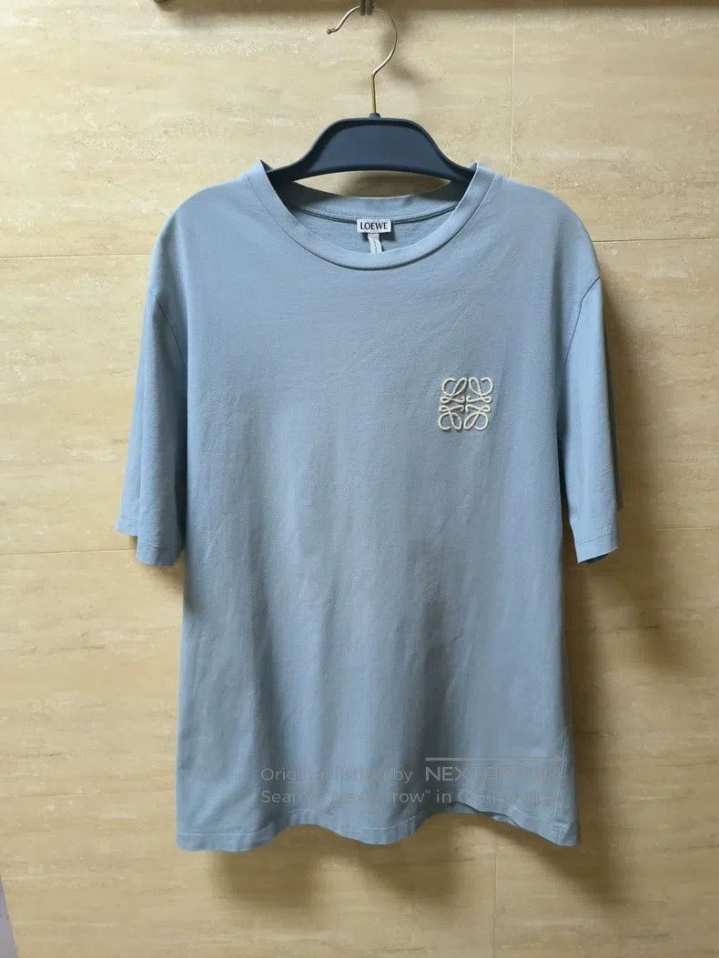 LOEWE Logo Embroidered T-Shirt Haze Blue