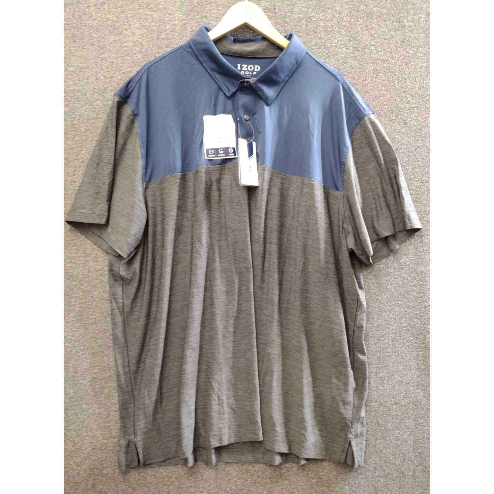 Izod IZOD GOLF Men Polo Shirt XXXL Short Sleeve Blue/Gray SwingFlex Stretch Tech Cool FX Size US XXL / EU 58 / 5 - 2 Thumbnail