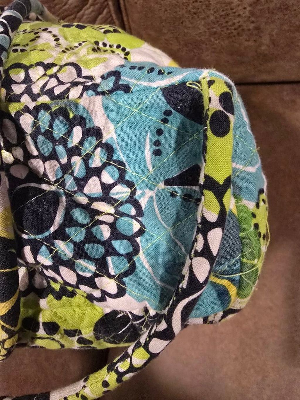 Vera Bradley Women's Vera Bradley Drawstring Green Blue Floral Quilted Ba Size ONE SIZE - 5 Thumbnail
