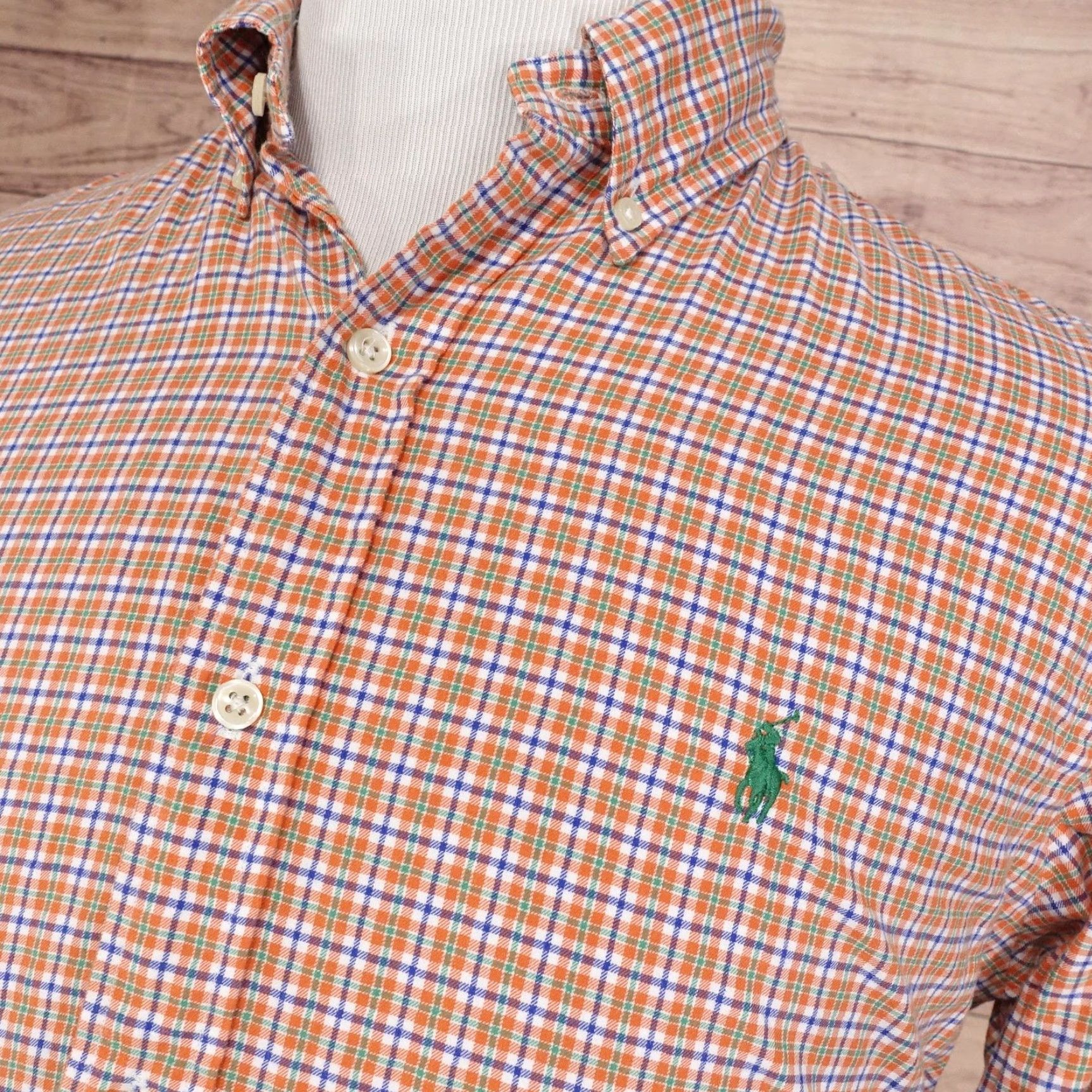 Ralph Lauren Ralph Lauren Shirt Mens Large Orange Plaid Button-Down Long Sleeve Pony Logo Embroidered Size US L / EU 52-54 / 3 - 2 Thumbnail