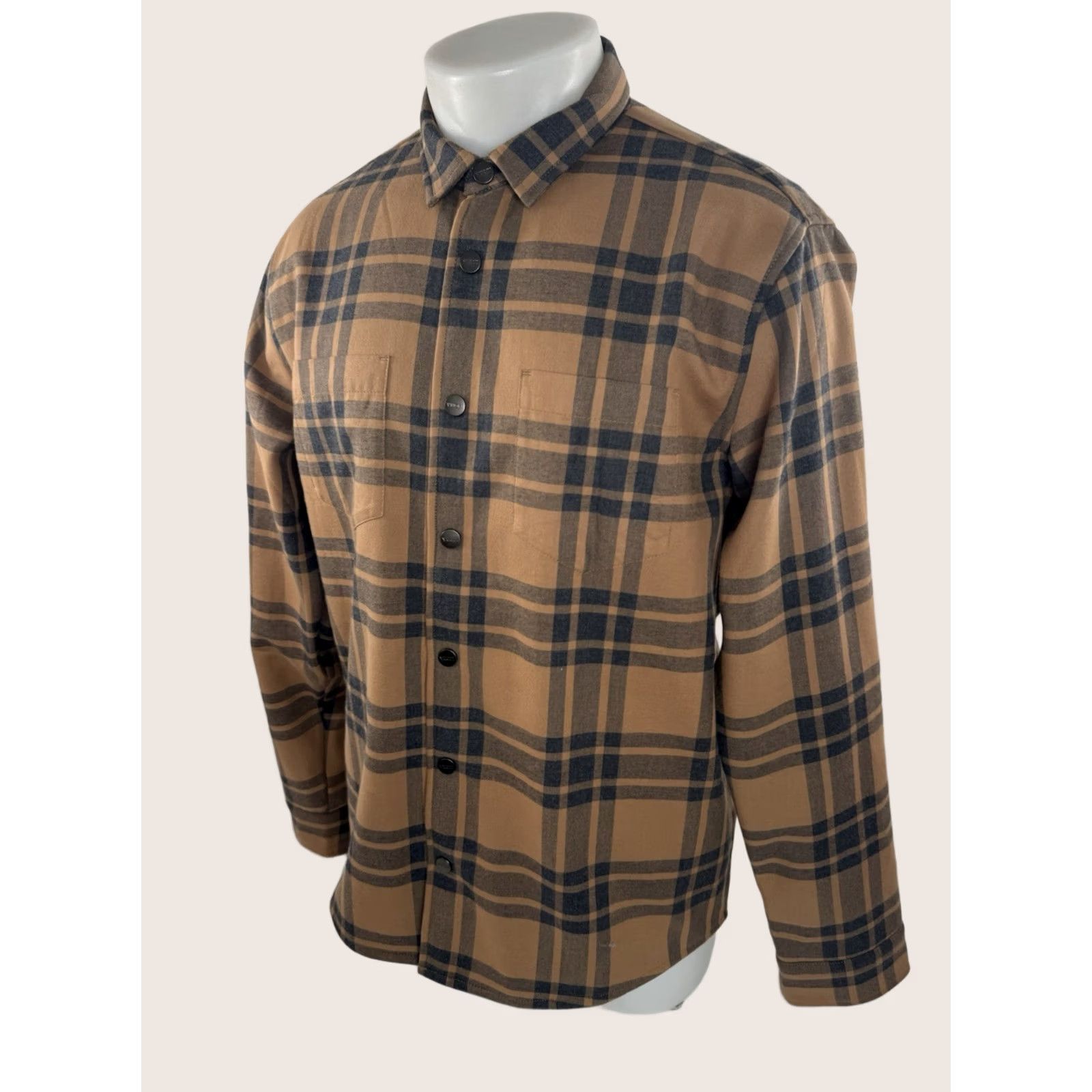 Vuori VUORI Shacket L Brown / Black Plaid 4 Pocket Fleece Lined Snap Shirt Jacket Mens Size US L / EU 52-54 / 3 - 1 Thumbnail