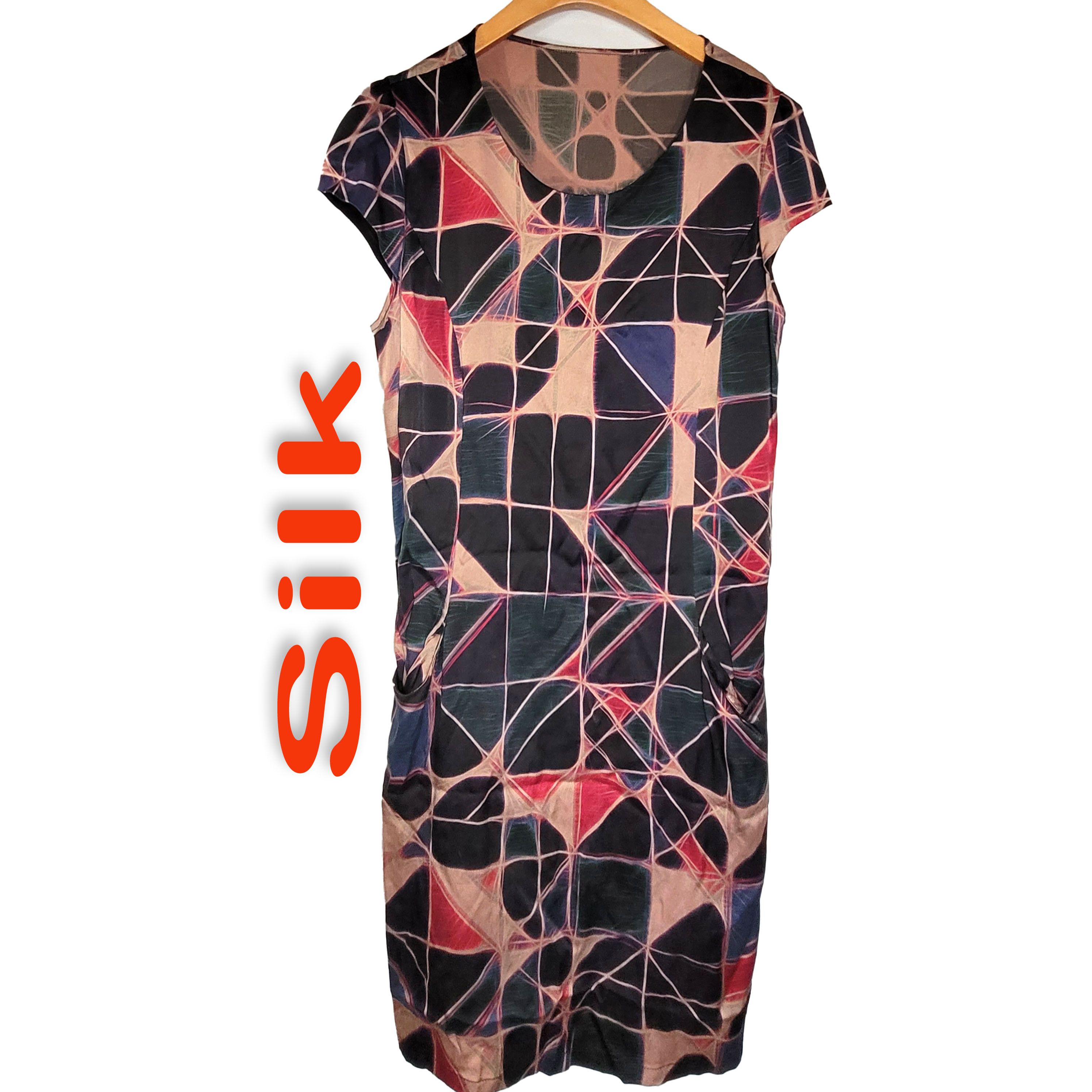 Other Women's Silk Size L Short Sleeve Satin Dress SDK365 Size L / US 10 / IT 46 - 1 Thumbnail