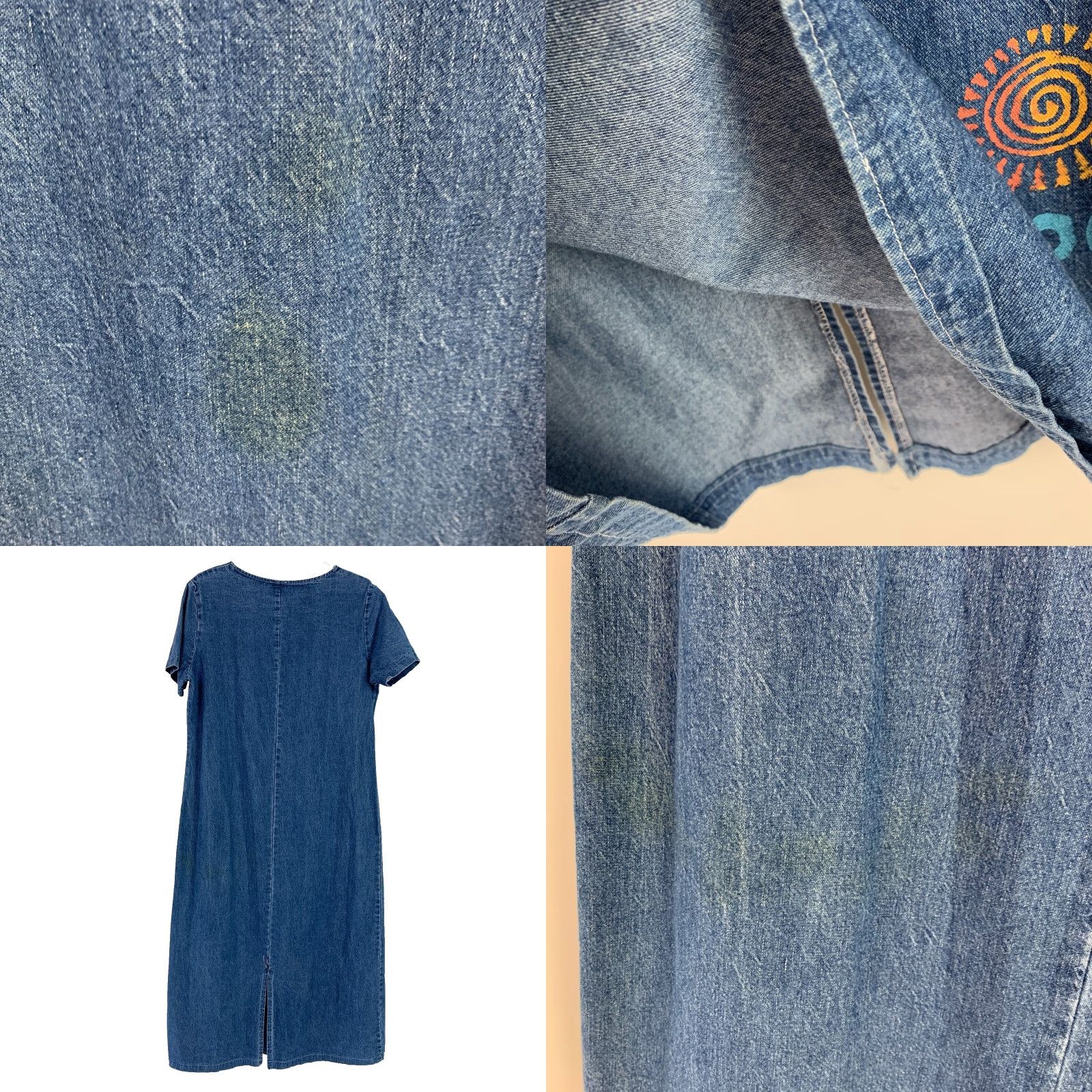 Melissa Melissa Molaire Safari Giraffe Art To Wear Embroidered Denim Dress XL Women Long Blue Cotton Denim Embroidered Dress 90s (If applicable) Mens/Womens Size XL / US 12-14 / IT 48-50 - 8 Thumbnail