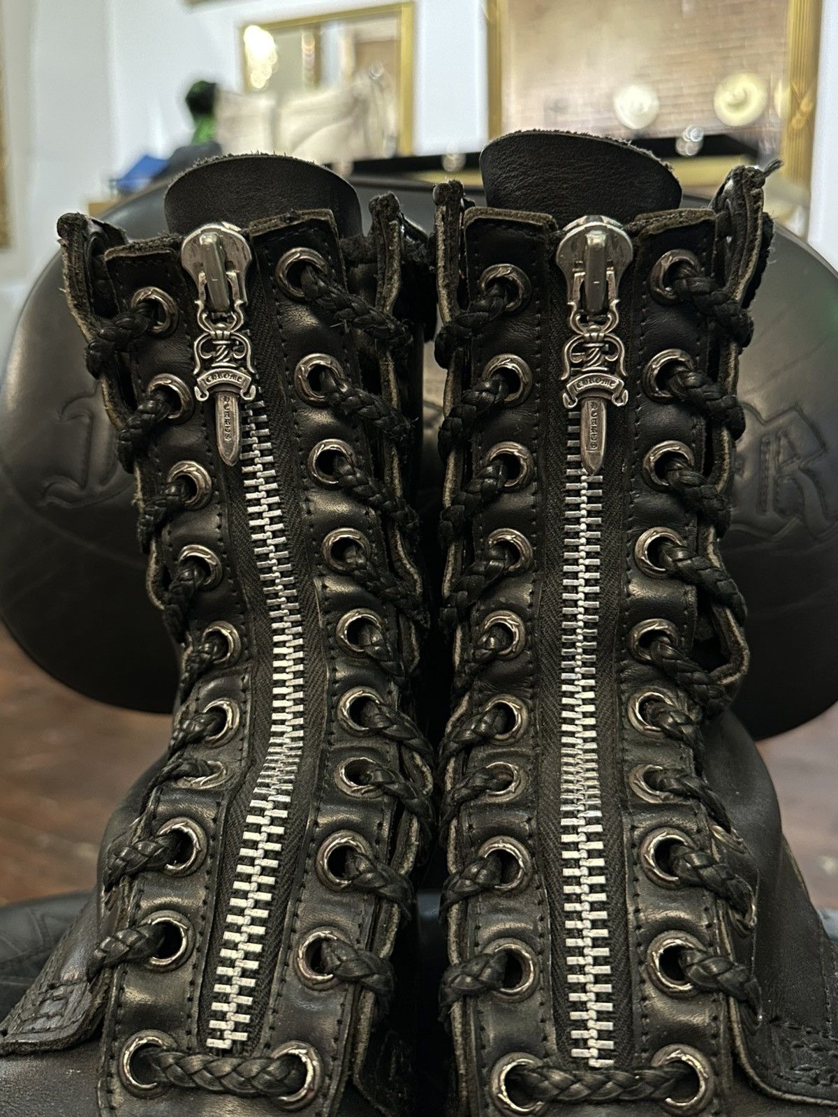 Chrome Hearts CHROME HEARTS WESCO FIREMAN BOOTS SZ9.5 | Grailed