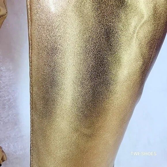 Other Bowie Stretch OTK Thigh Boots Copper Gold High Heel Stiletto Size US 8.5 / IT 38.5 - 7 Thumbnail