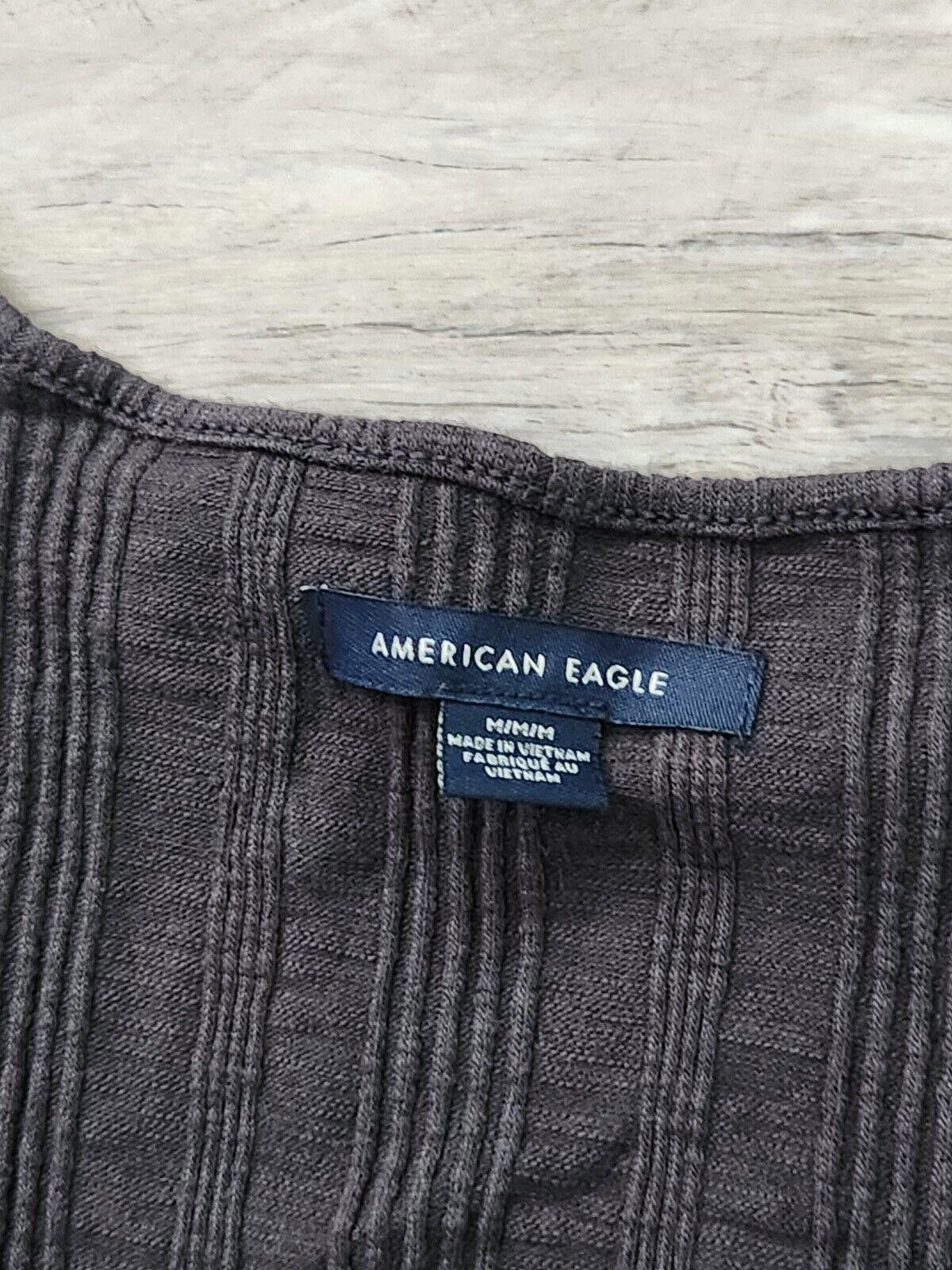 Designer American Eagle Crop Sweater Top Medium Short Sleeve Button Size M / US 6-8 / IT 42-44 - 3 Thumbnail
