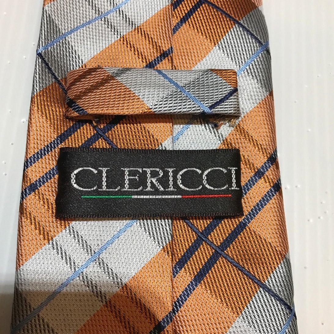 Other Clericci Orange Silver Plaid Wide Classic Mens Necktie Size ONE SIZE - 4 Thumbnail