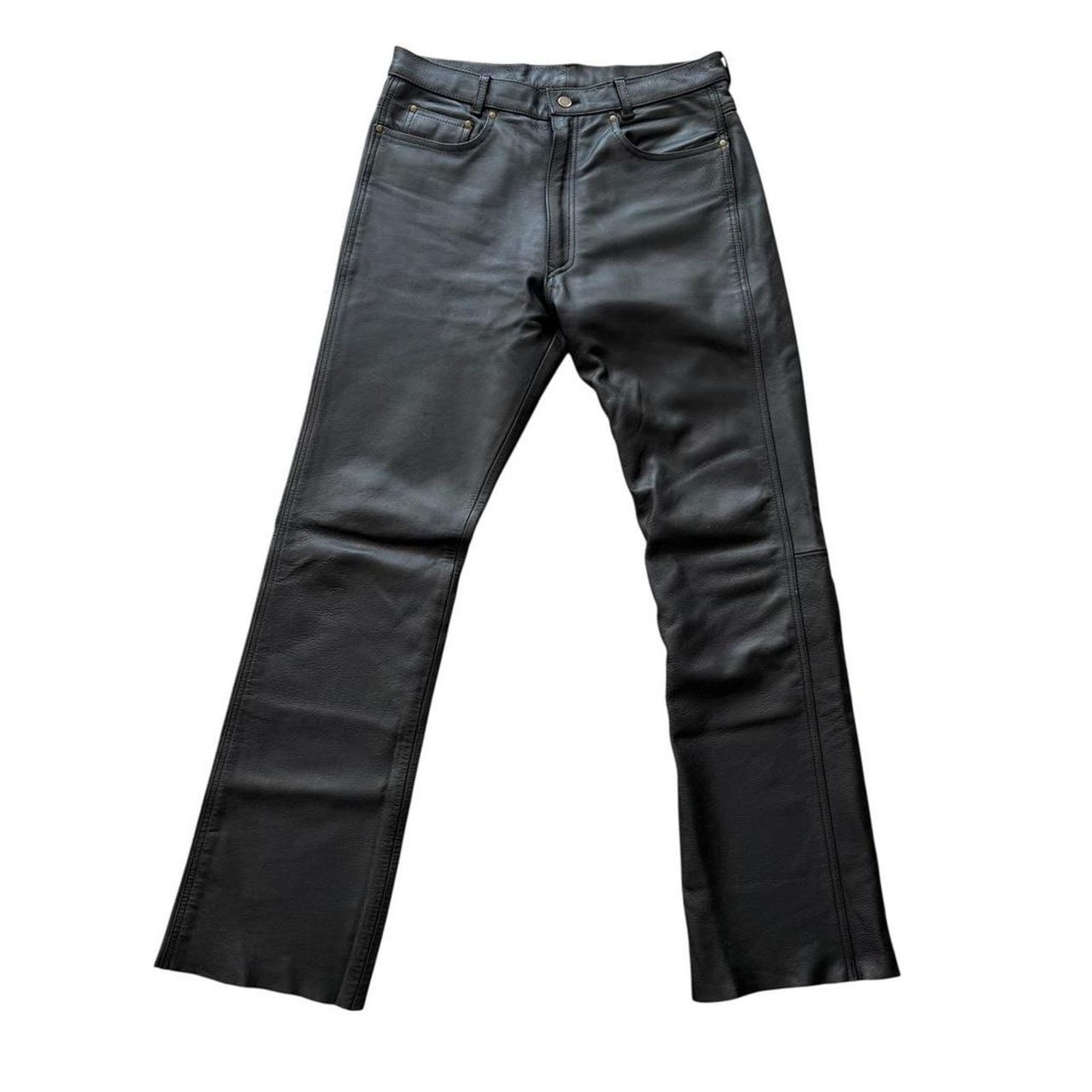 Tricky Cow Leather Pants Y2K Black