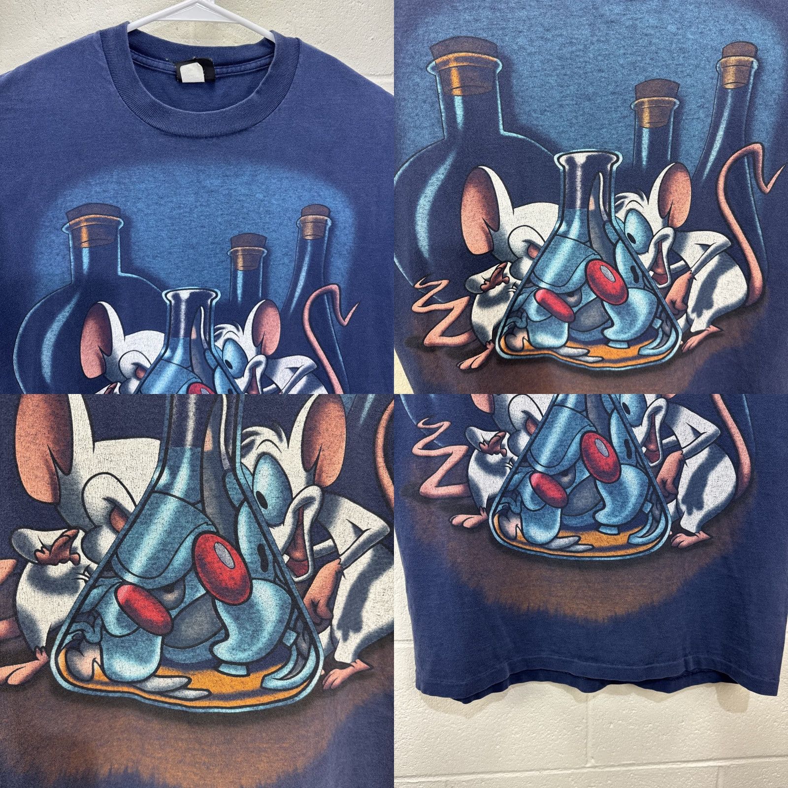 Changes VINTAGE 90s Animaniacs Pinky and The Brain T-Shirt Unisex Adults Large Blue Cartoon Retro 90s Size US L / EU 52-54 / 3 - 8 Thumbnail