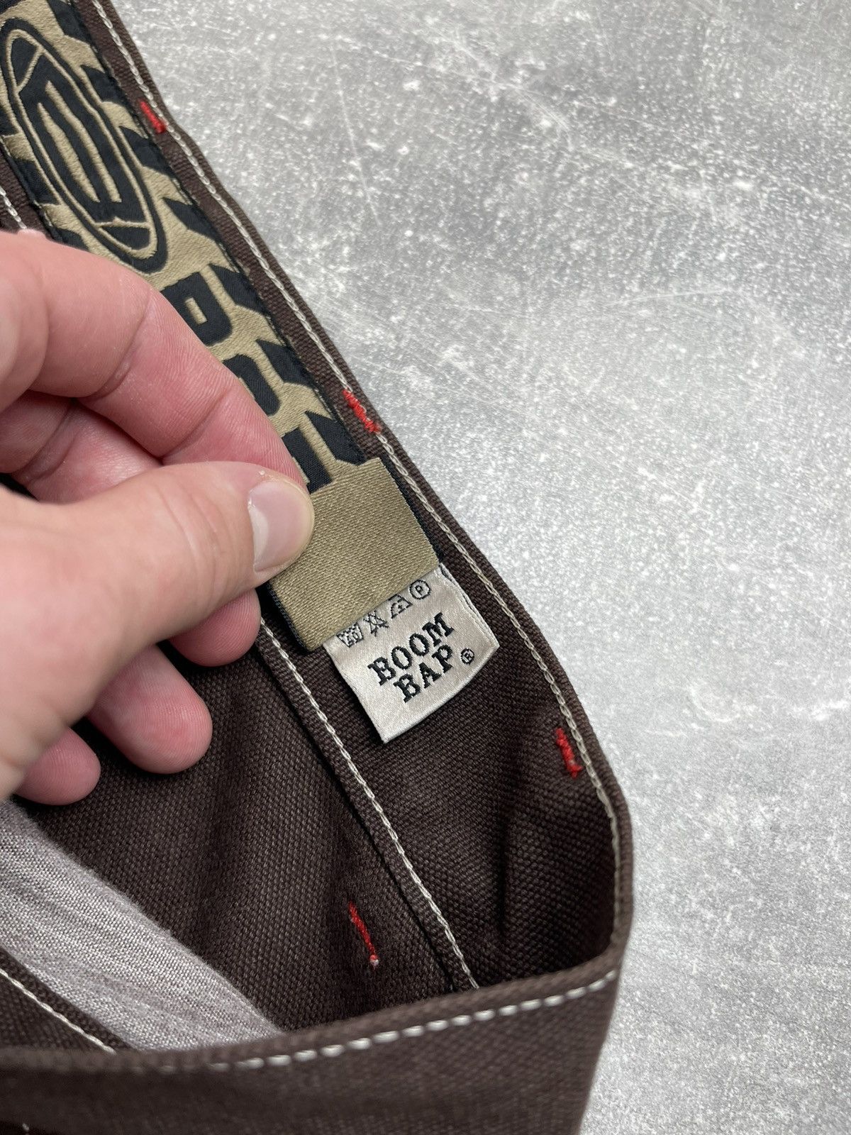 Other Boom Bap Y2K RAP Stitch Detail Heavy Cotton Wide Brown Pants Size US 31 - 13 Thumbnail